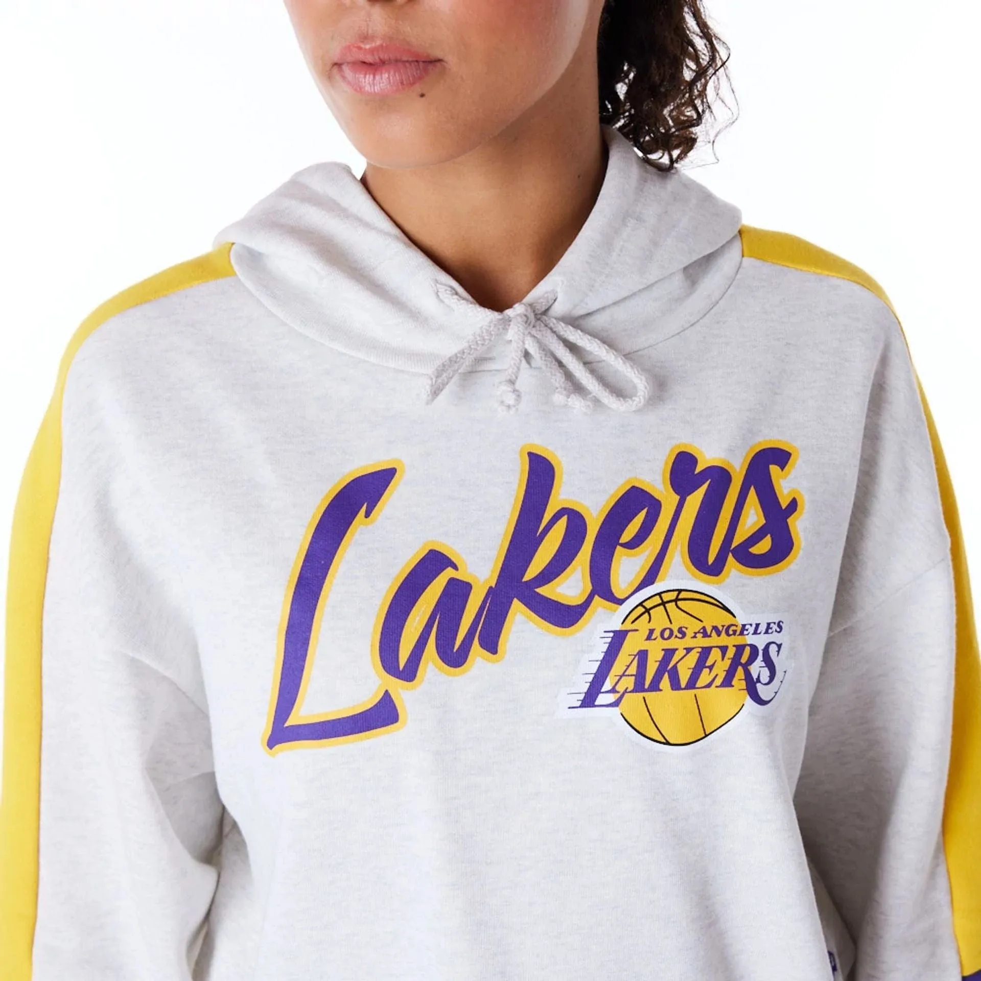 LA Lakers Womens NBA Colour Block Grey Pullover Hoodie NEW ERA