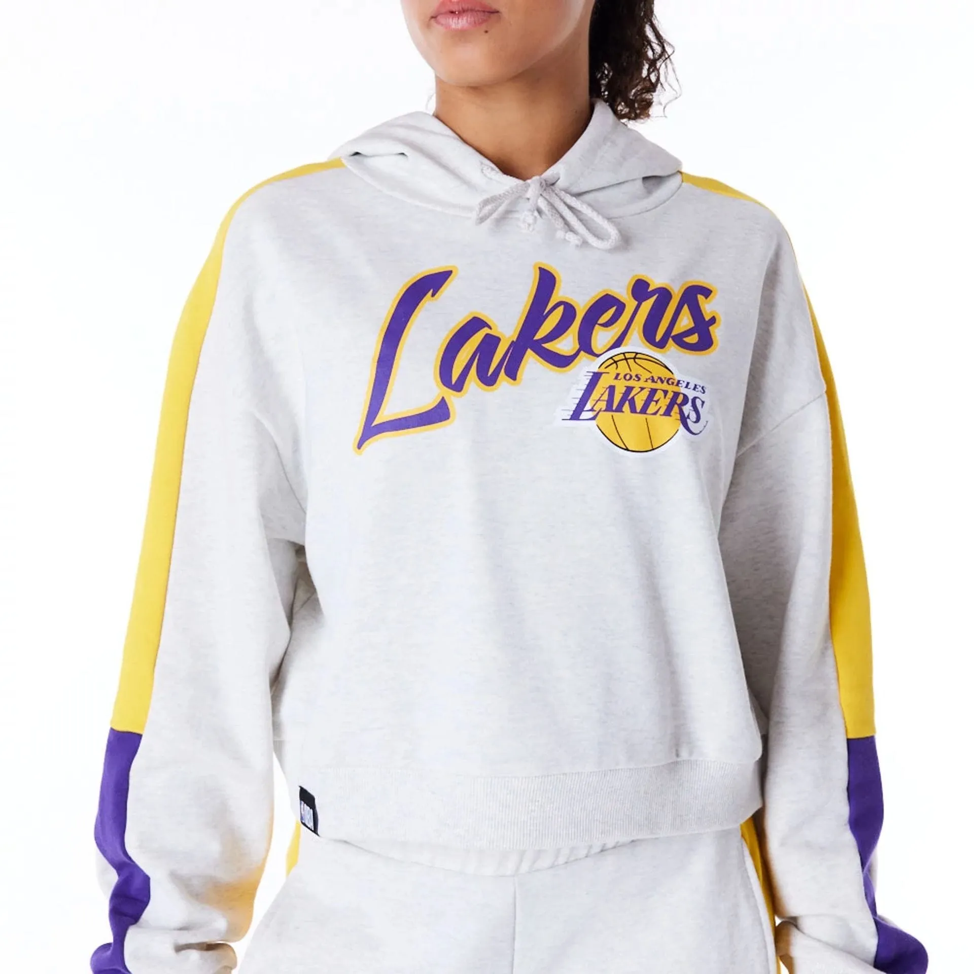 LA Lakers Womens NBA Colour Block Grey Pullover Hoodie NEW ERA