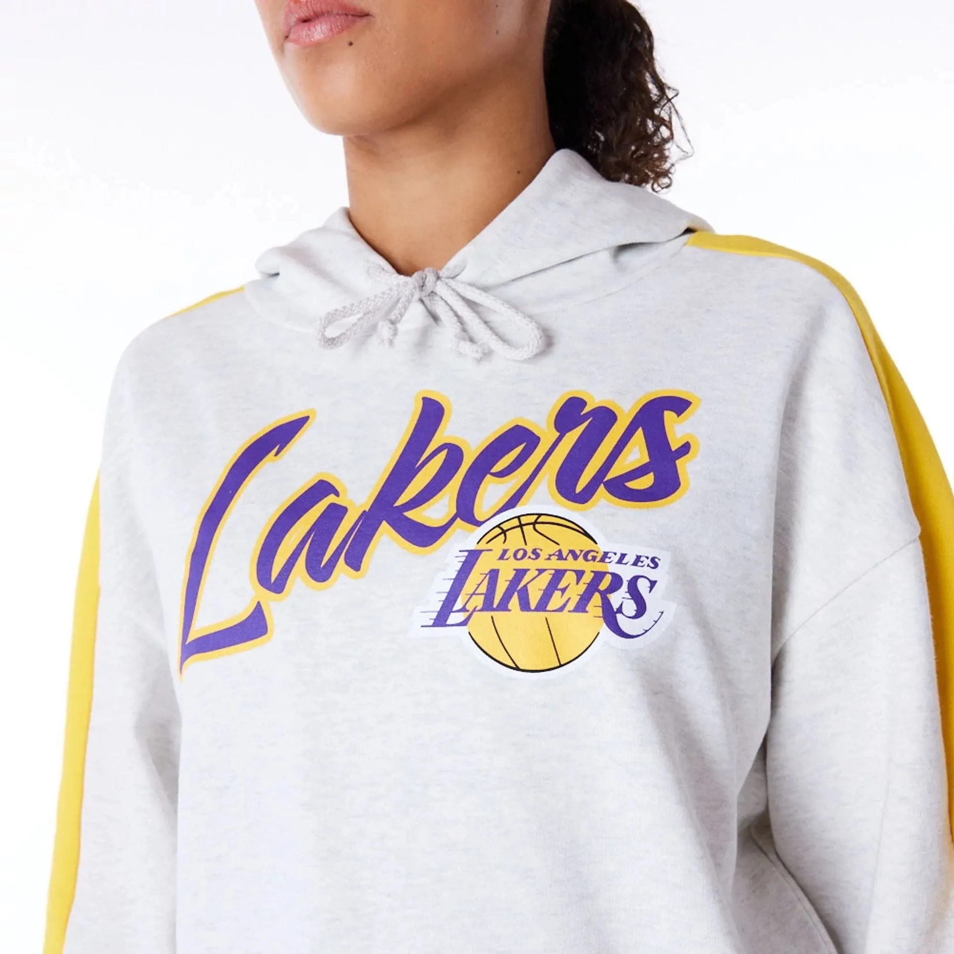 LA Lakers Womens NBA Colour Block Grey Pullover Hoodie NEW ERA