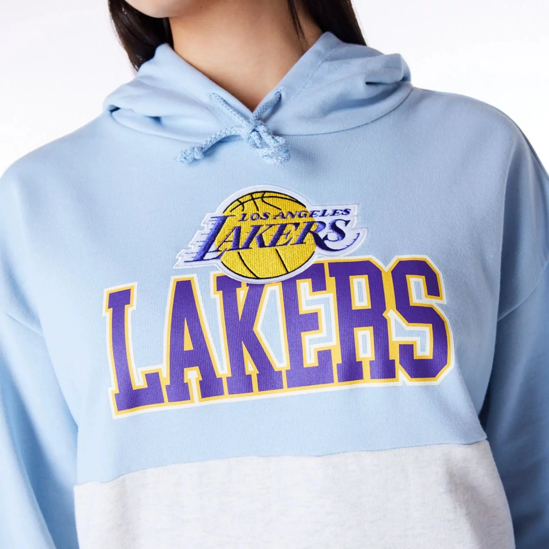 LA Lakers Womens NBA Pastel Blue Oversized Pullover Hoodie NEW ERA
