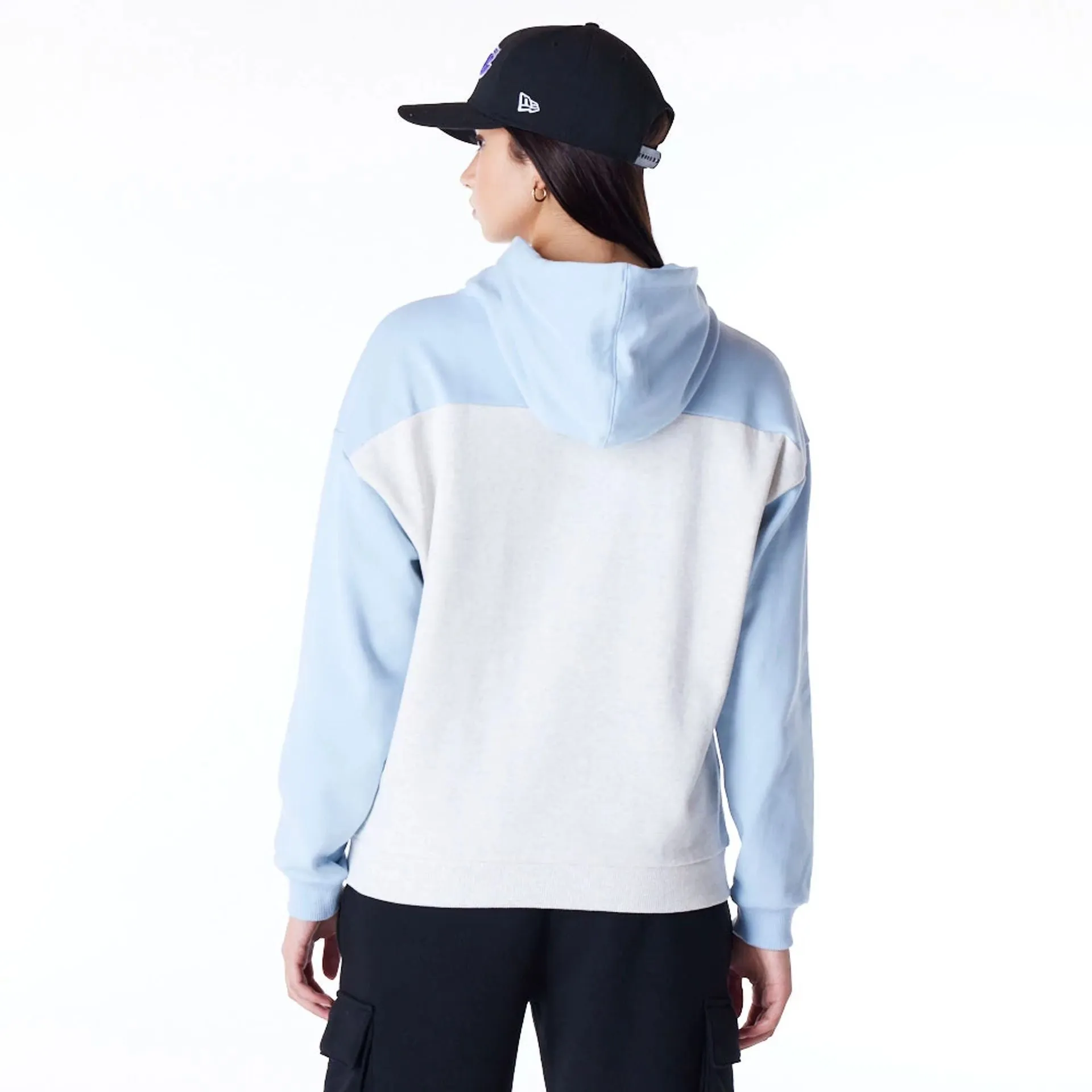 LA Lakers Womens NBA Pastel Blue Oversized Pullover Hoodie NEW ERA