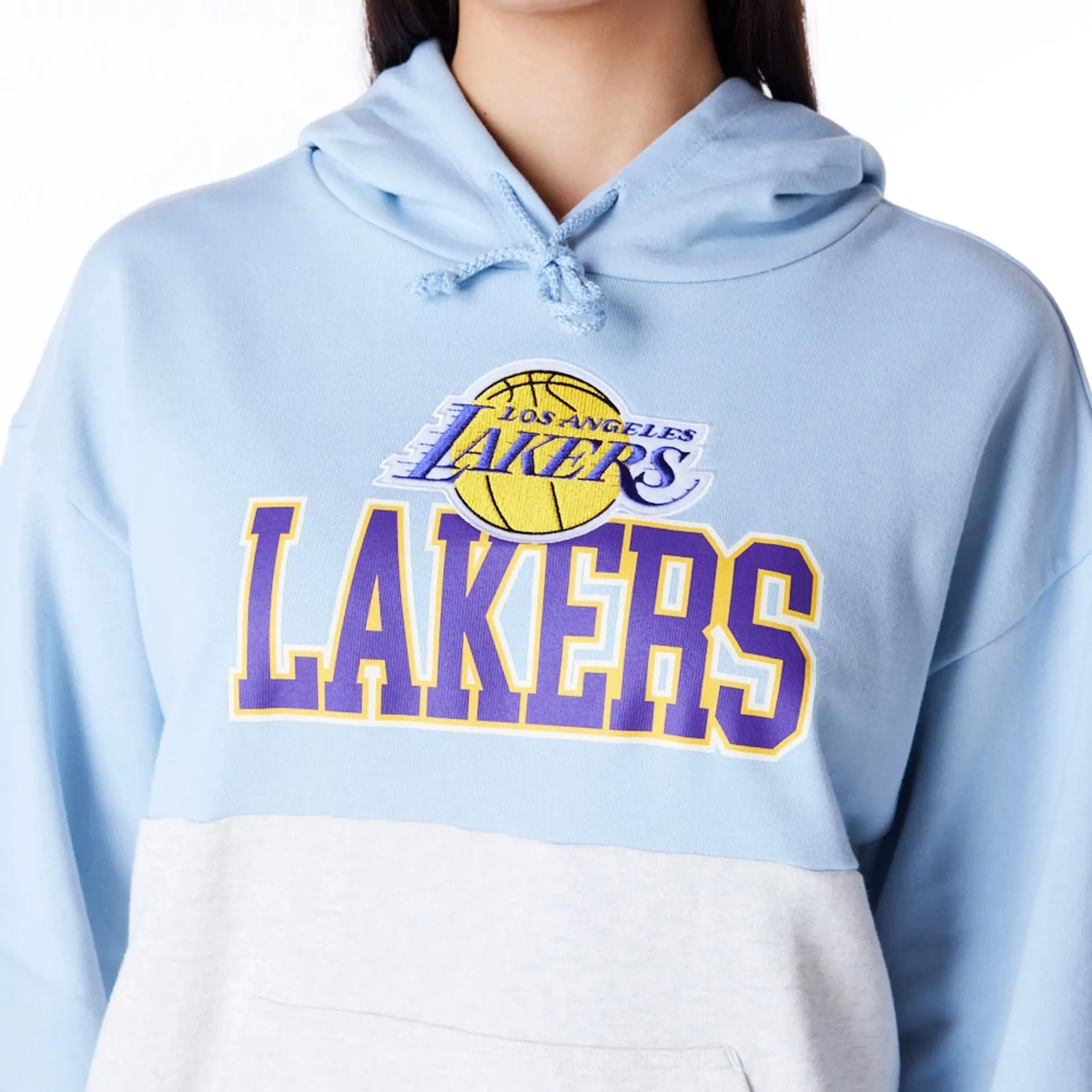 LA Lakers Womens NBA Pastel Blue Oversized Pullover Hoodie NEW ERA