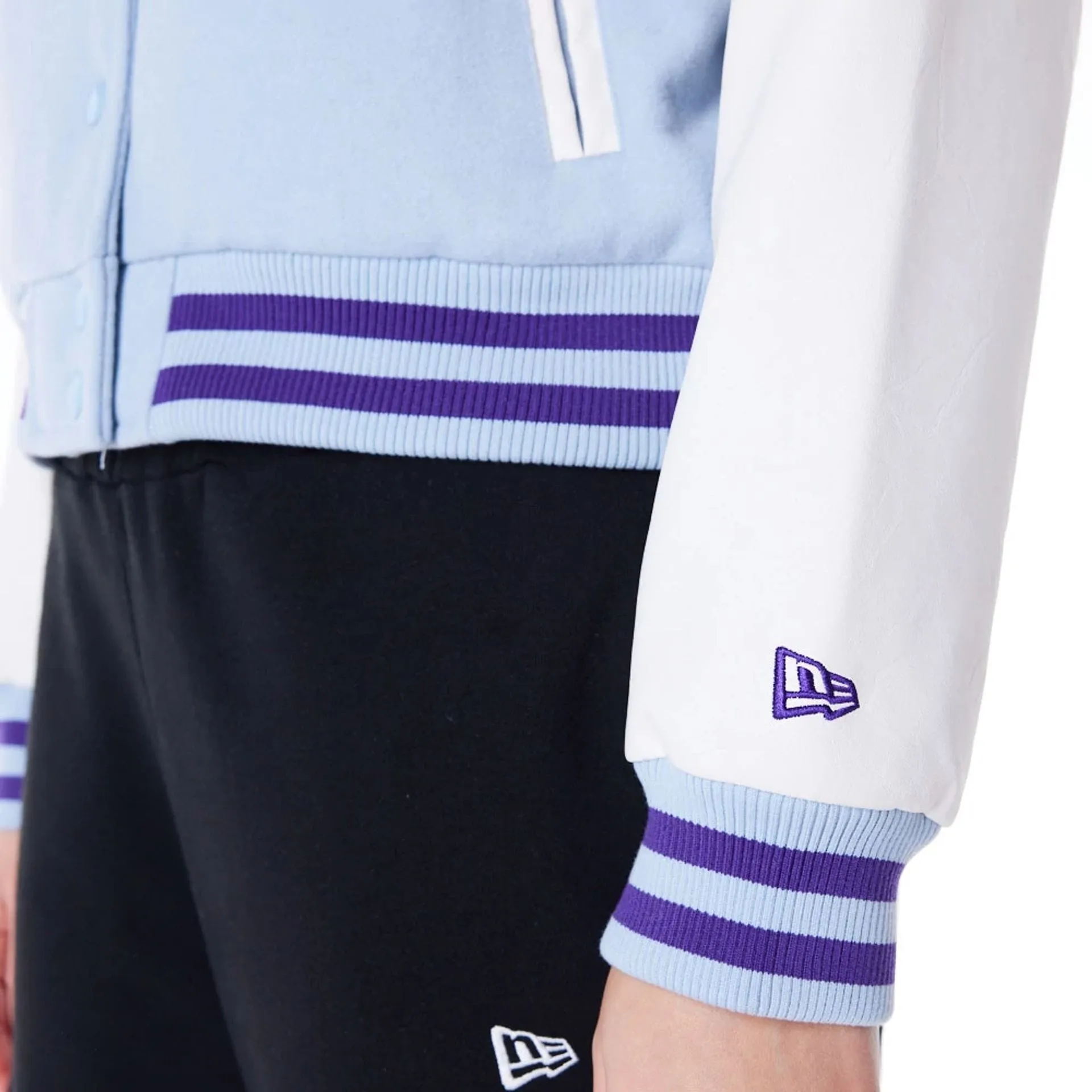 LA Lakers Womens NBA Pastel Blue Varsity Jacket NEW ERA