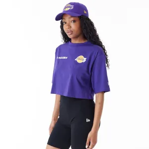 LA Lakers Womens NBA Team Logo Purple Crop T-Shirt NEW ERA