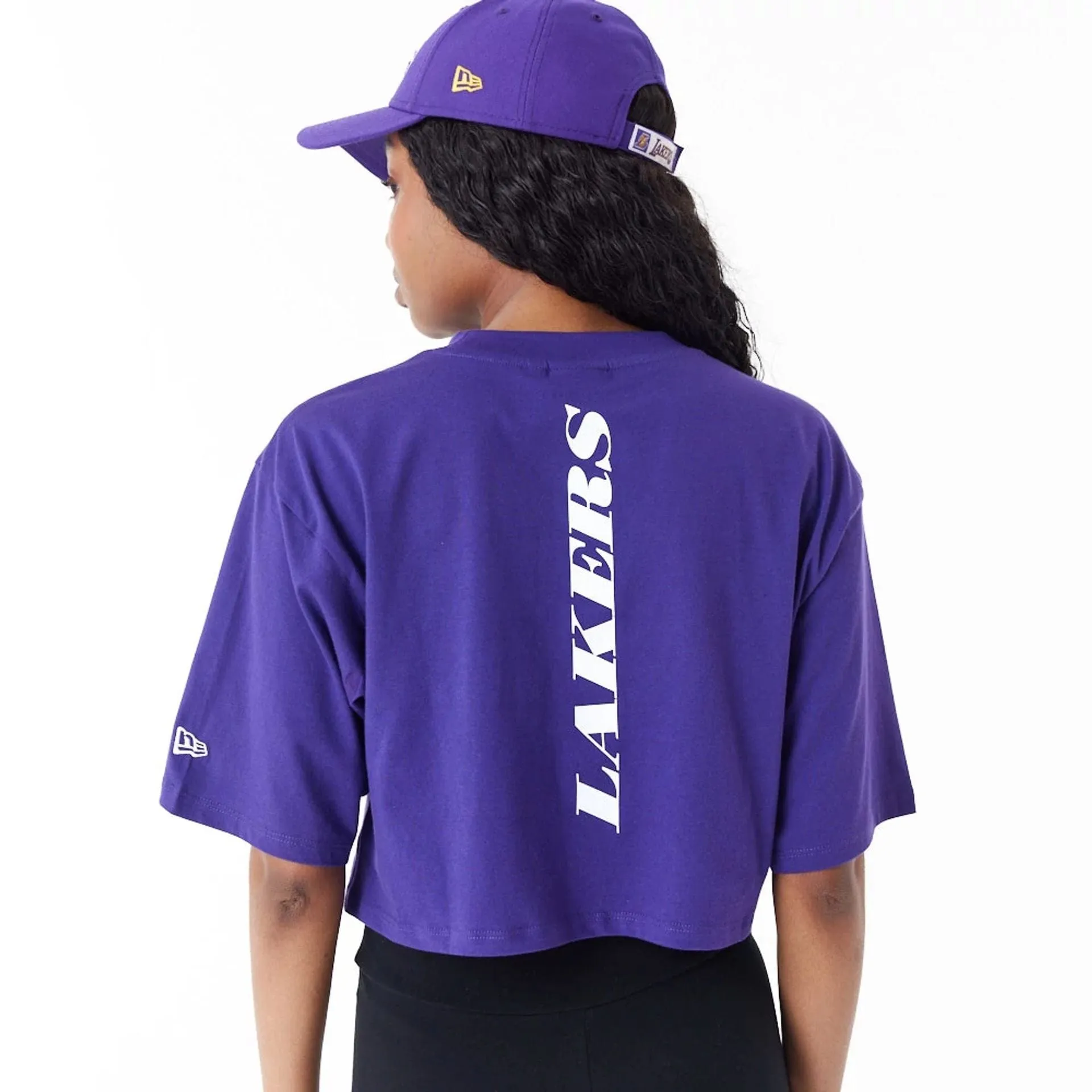 LA Lakers Womens NBA Team Logo Purple Crop T-Shirt NEW ERA