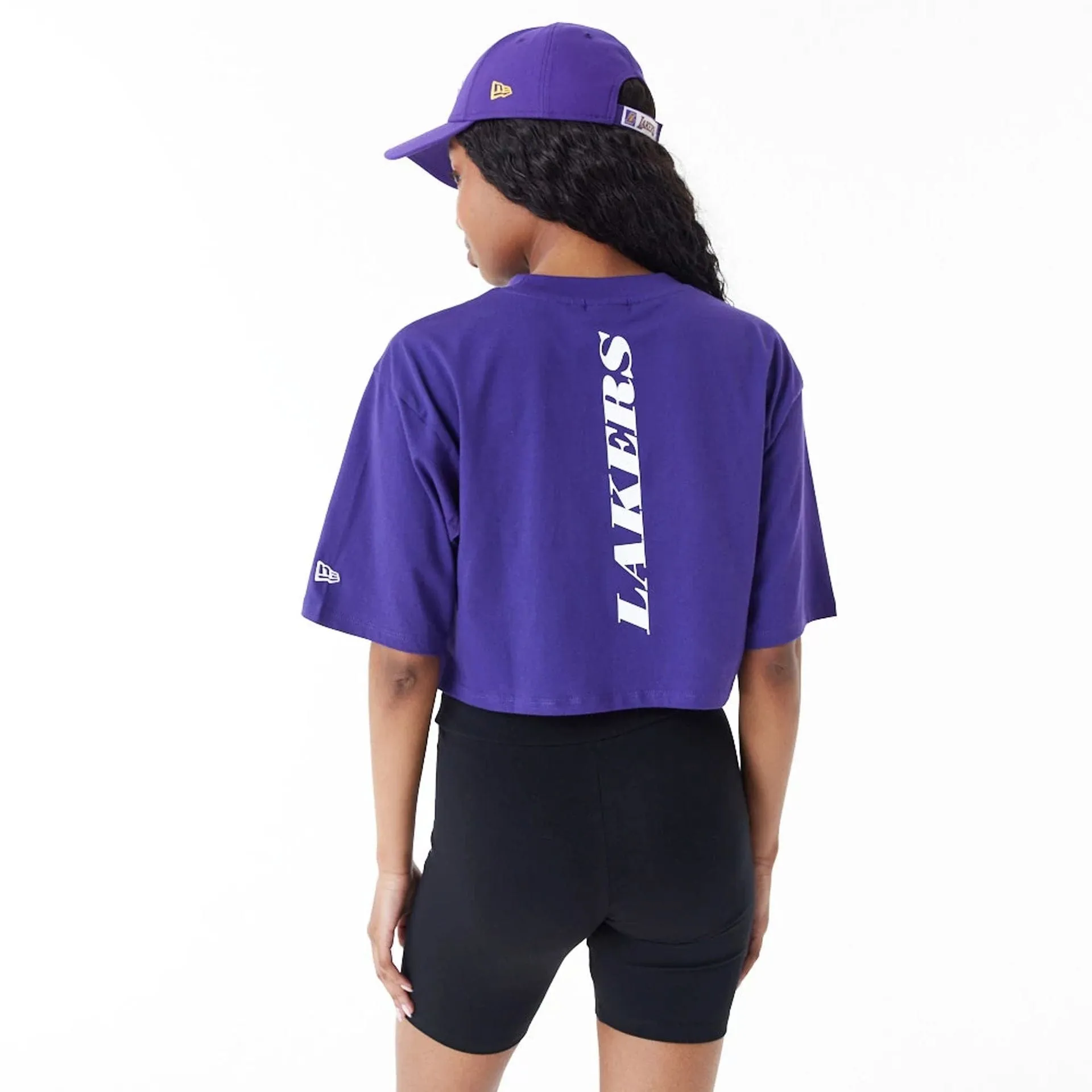 LA Lakers Womens NBA Team Logo Purple Crop T-Shirt NEW ERA