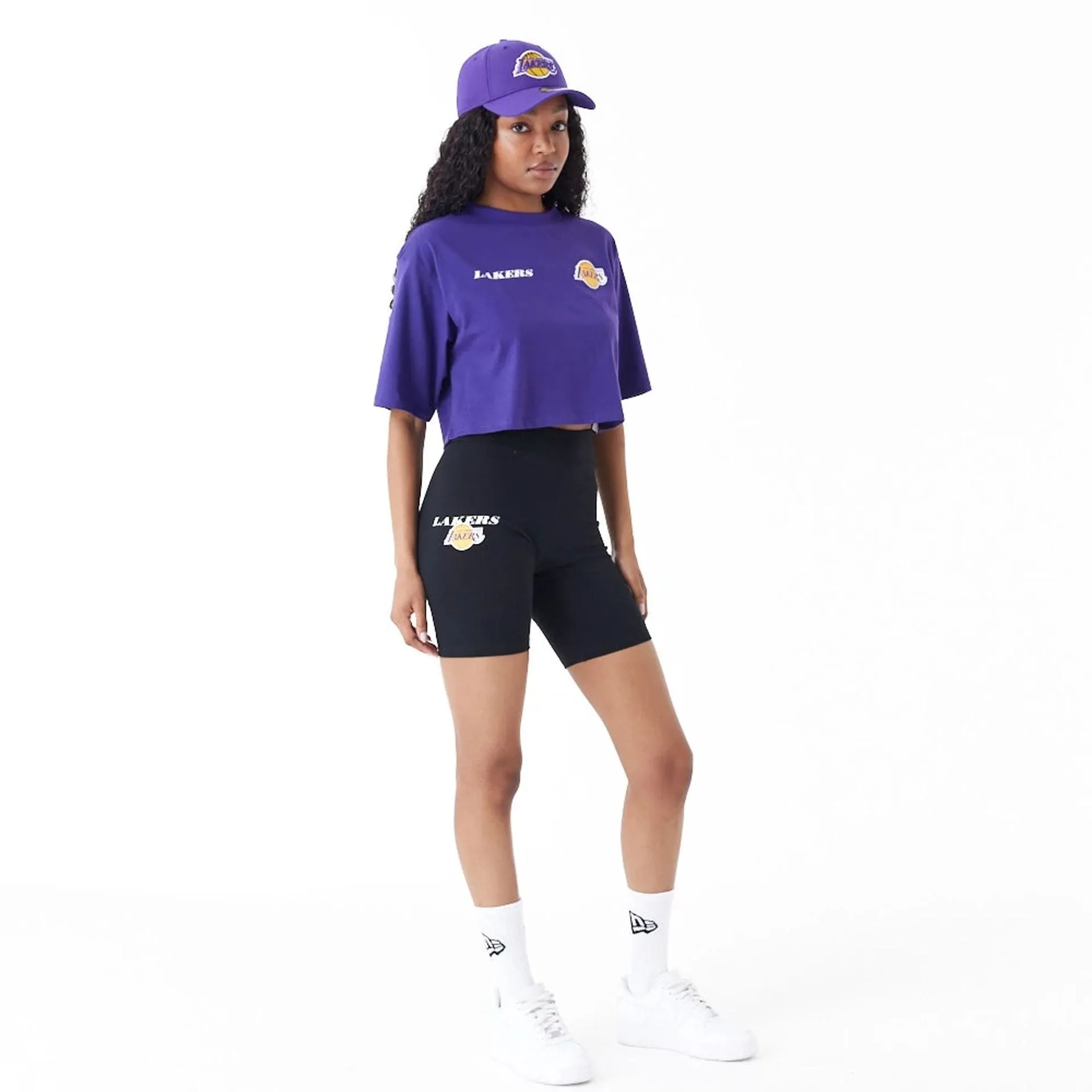 LA Lakers Womens NBA Team Logo Purple Crop T-Shirt NEW ERA