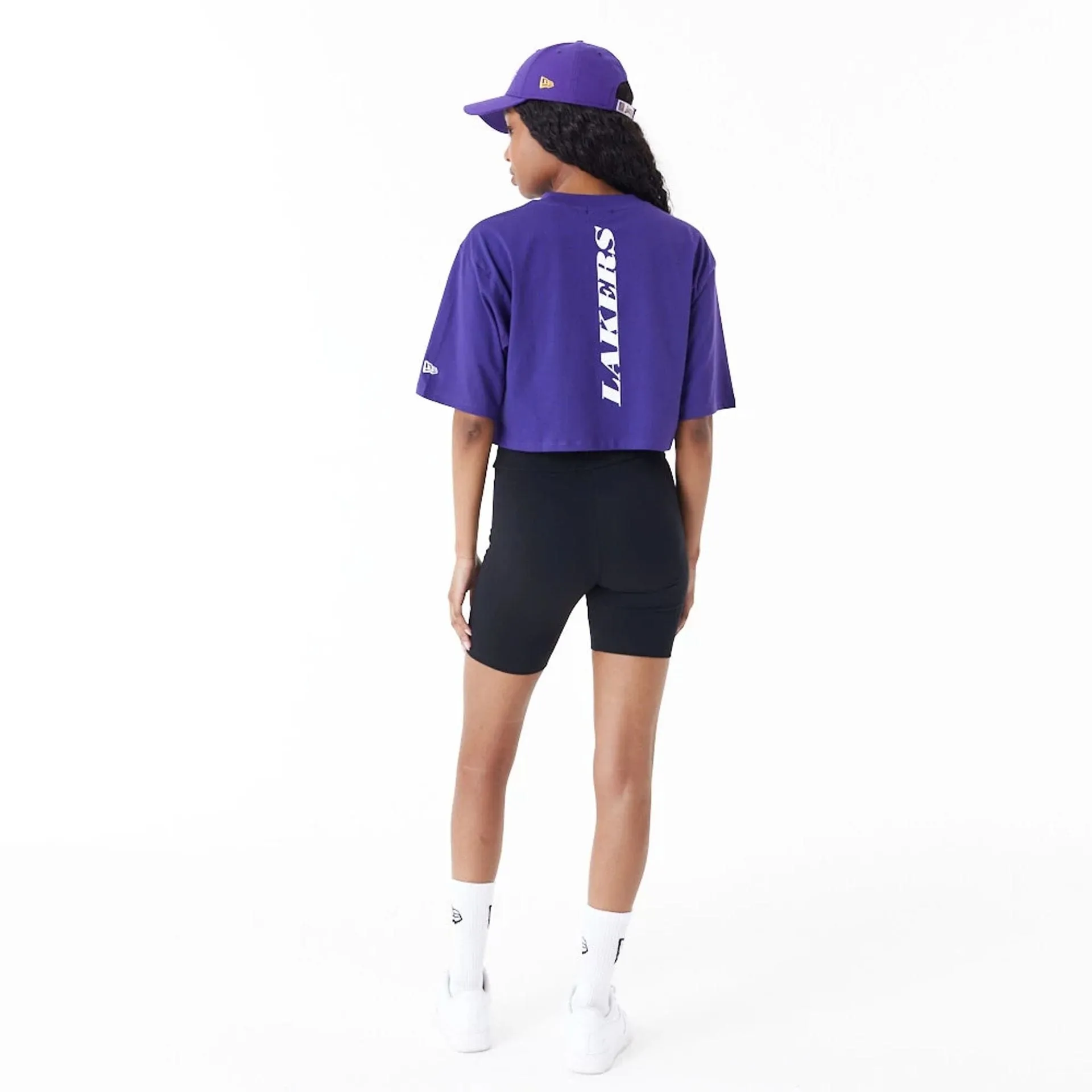 LA Lakers Womens NBA Team Logo Purple Crop T-Shirt NEW ERA