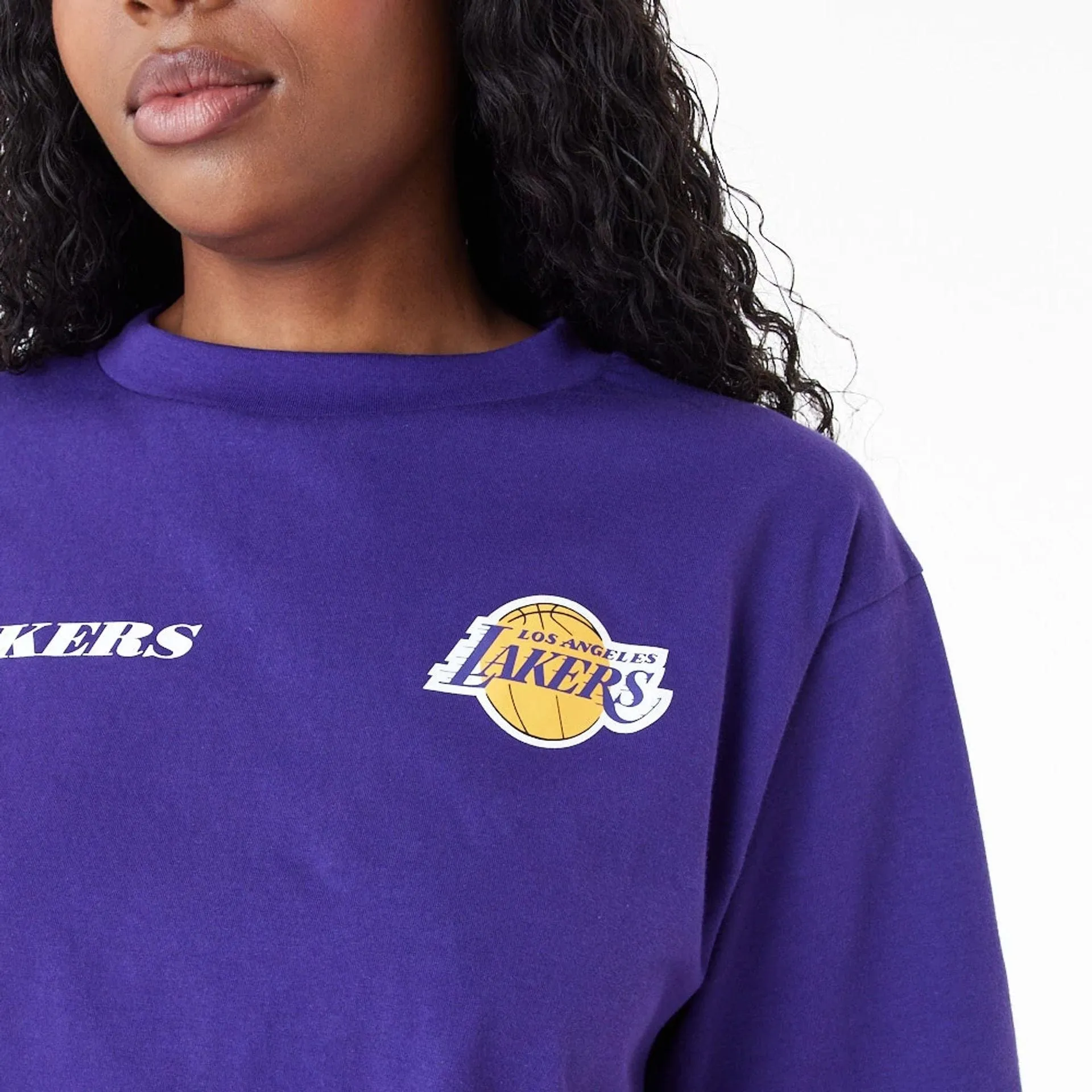 LA Lakers Womens NBA Team Logo Purple Crop T-Shirt NEW ERA