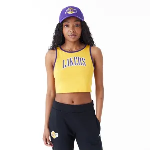 LA Lakers Womens Womens NBA Team Wordmark Yellow Crop Tank Top NEW ERA
