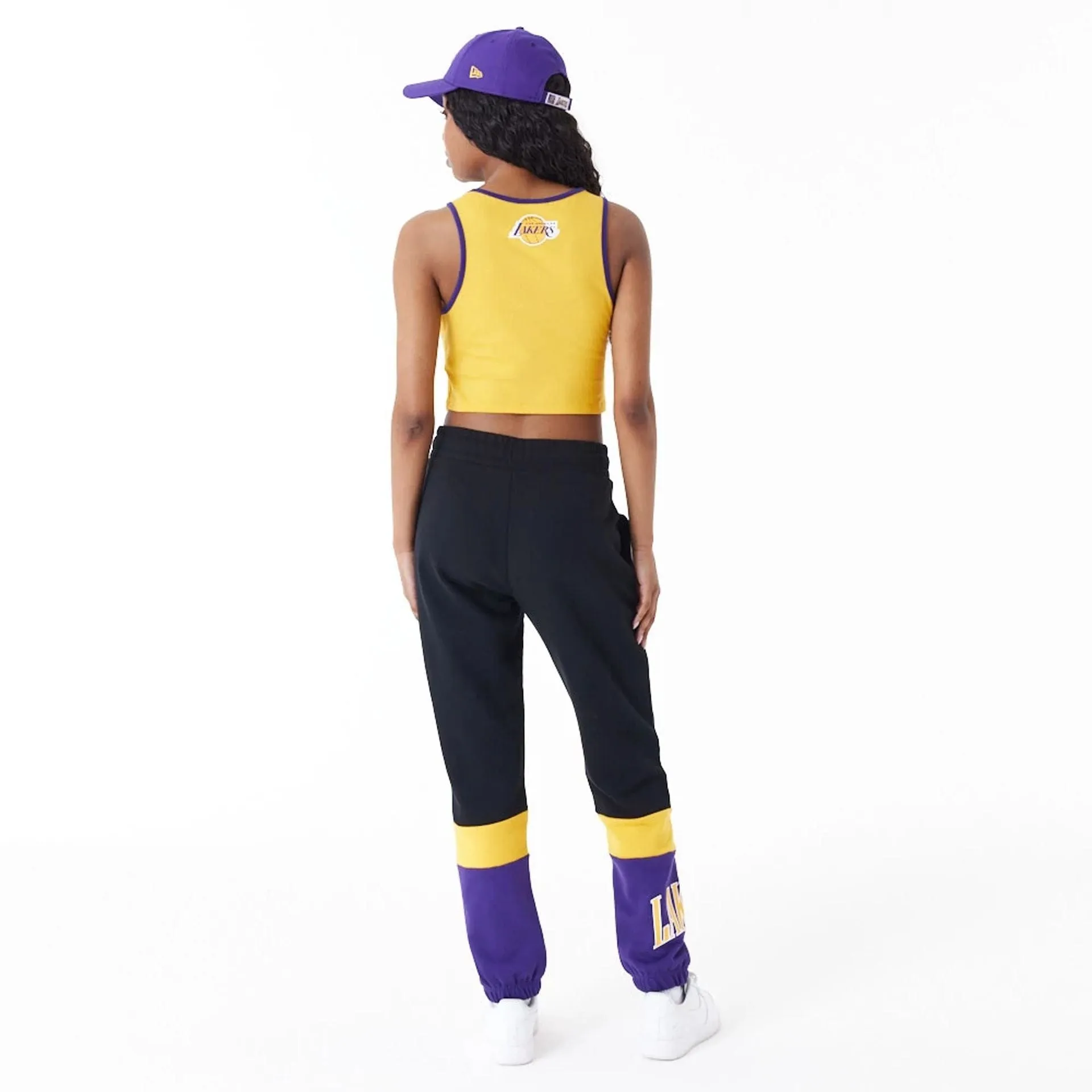LA Lakers Womens Womens NBA Team Wordmark Yellow Crop Tank Top NEW ERA
