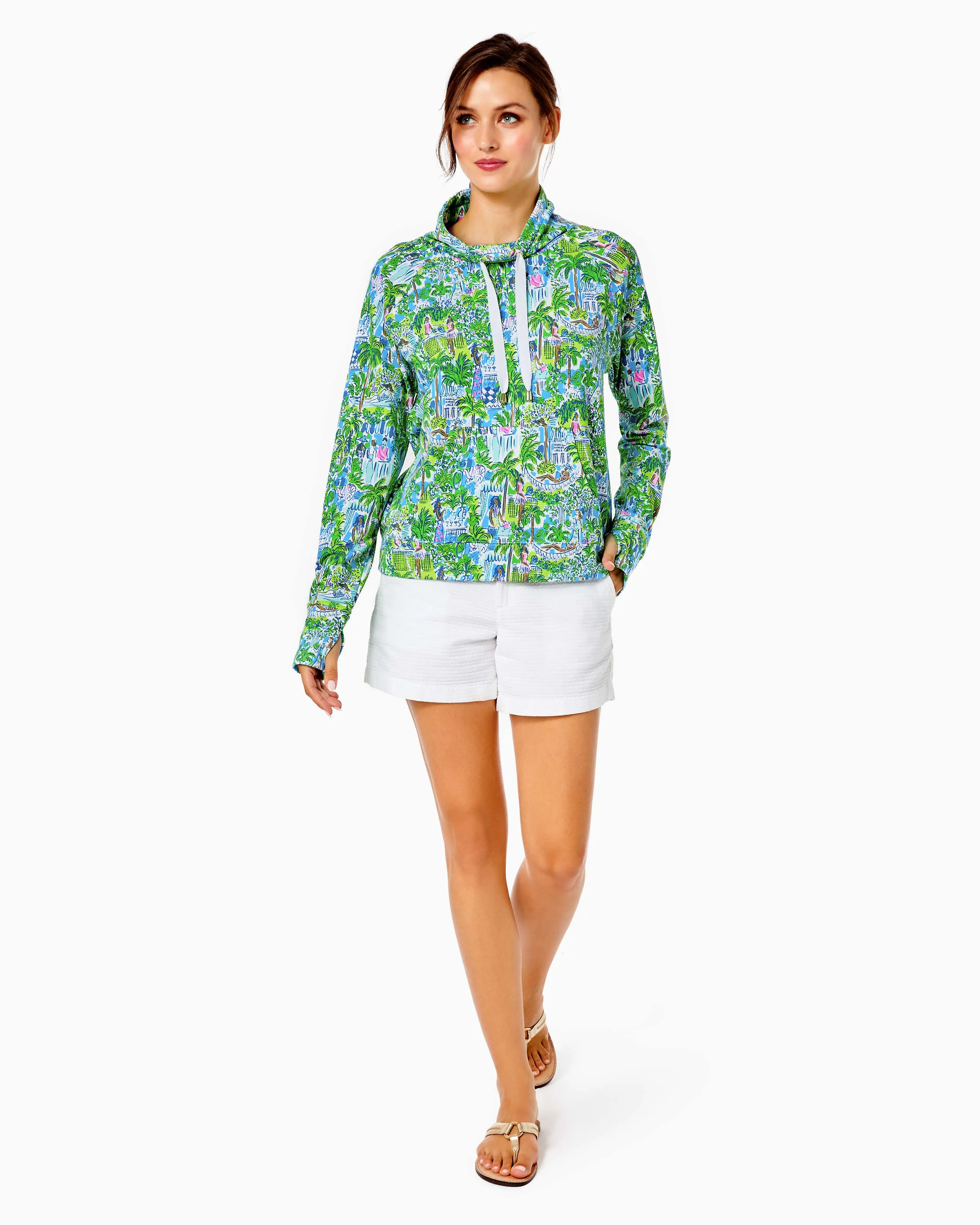 Lilly Pulitzer Jax Long Sleeve Popover - Sprout Green Lilly On Holiday