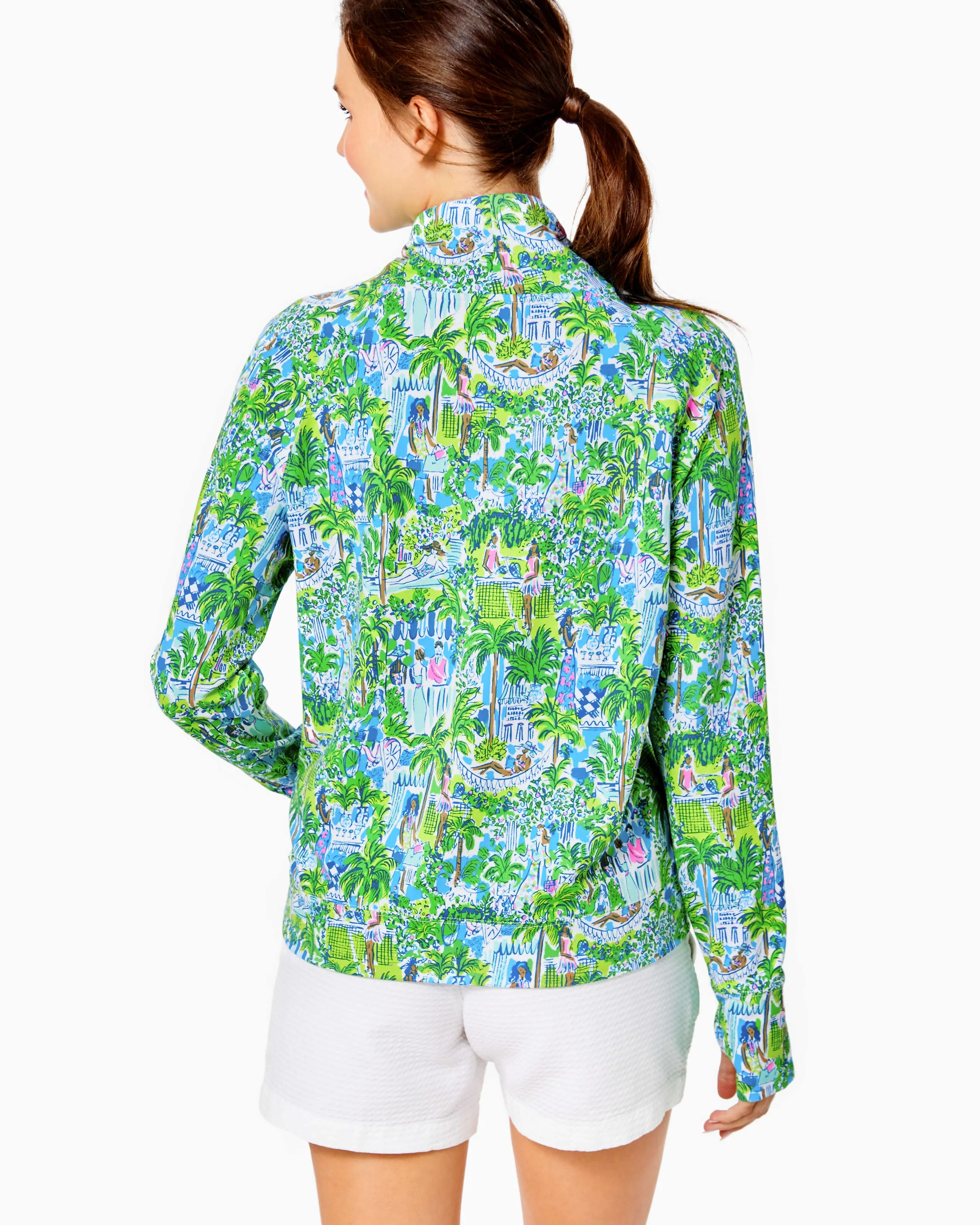 Lilly Pulitzer Jax Long Sleeve Popover - Sprout Green Lilly On Holiday