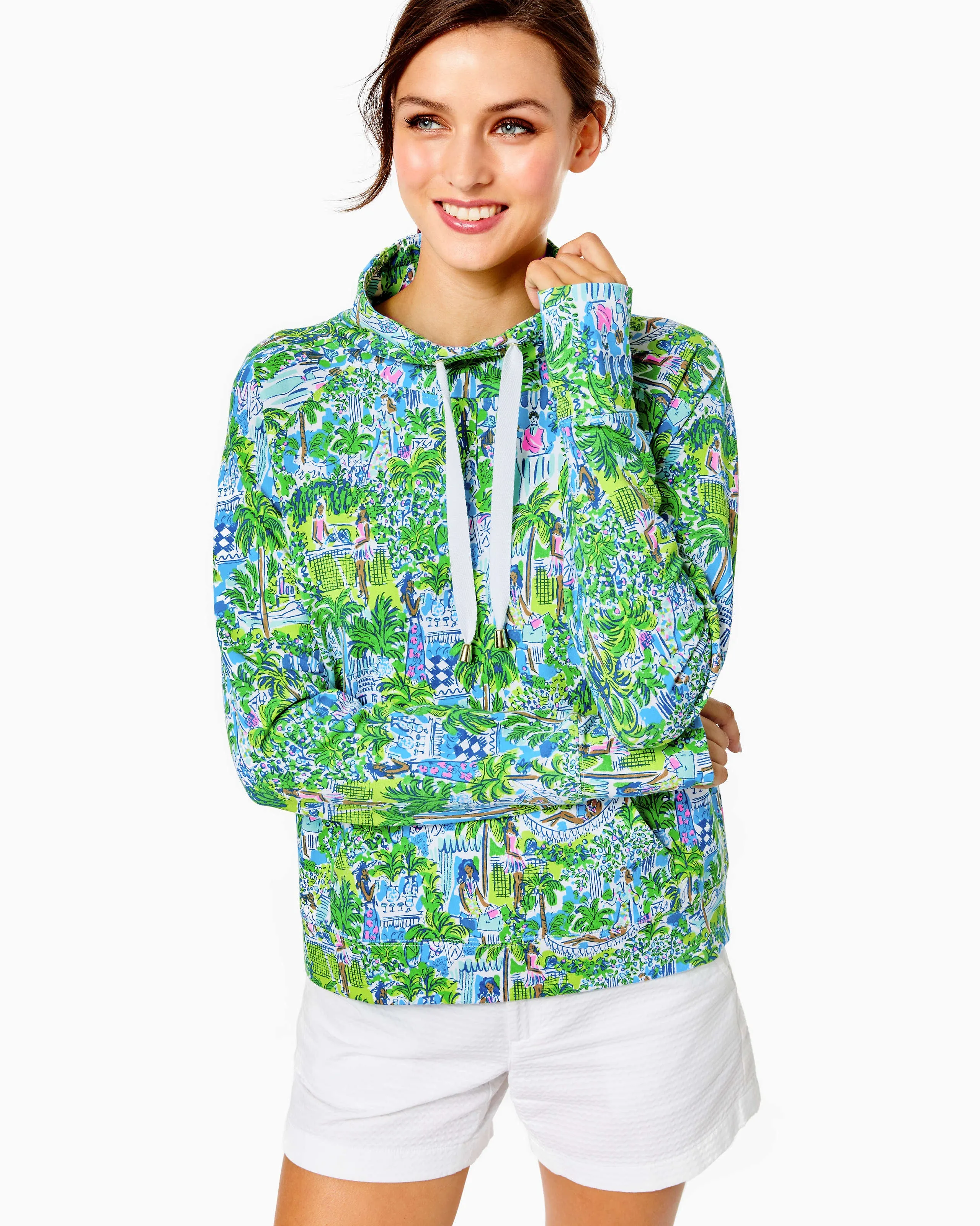 Lilly Pulitzer Jax Long Sleeve Popover - Sprout Green Lilly On Holiday