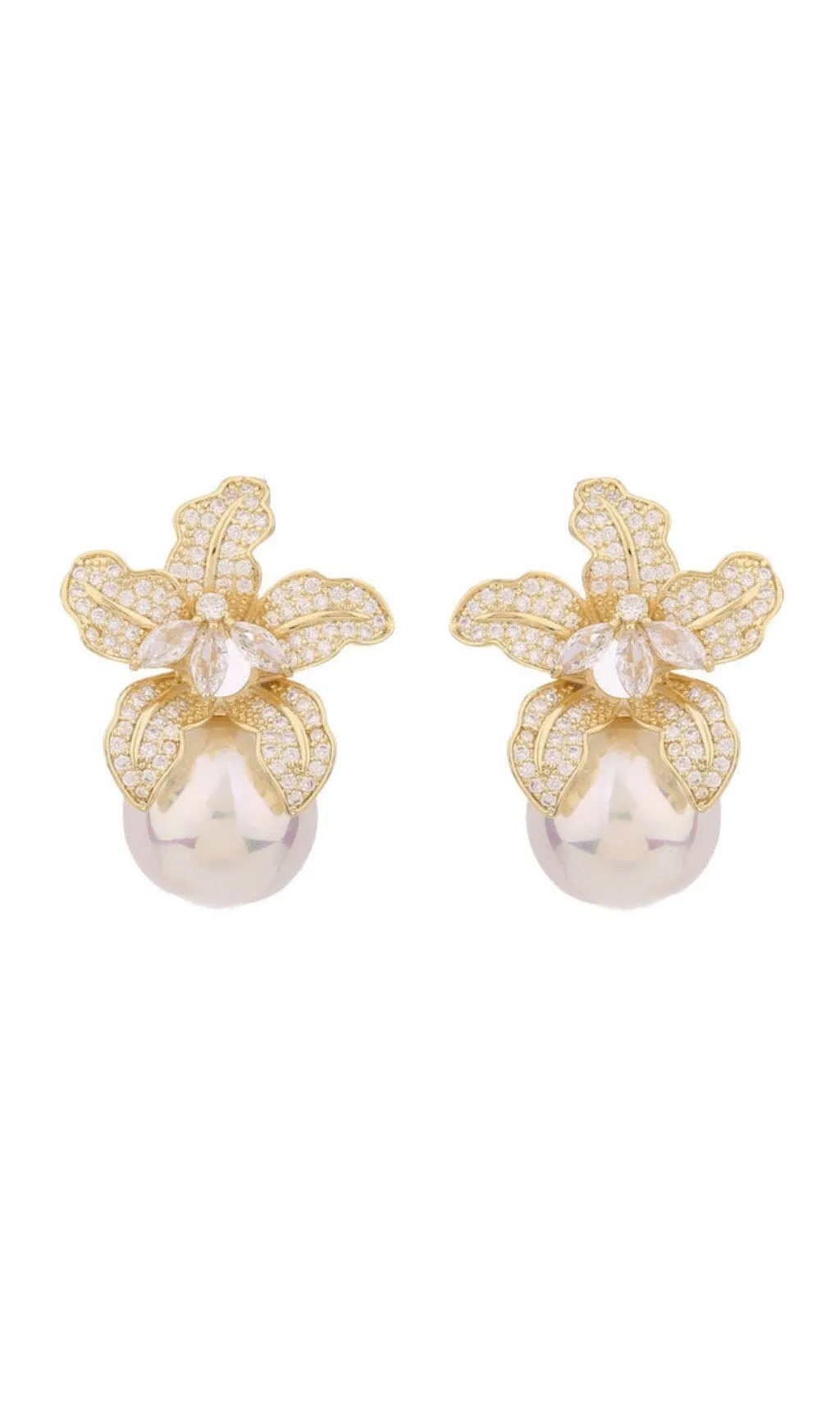 LILY GOLD PEARL EARRINGS Gloria Lanvin