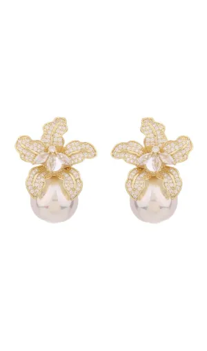 LILY GOLD PEARL EARRINGS Gloria Lanvin