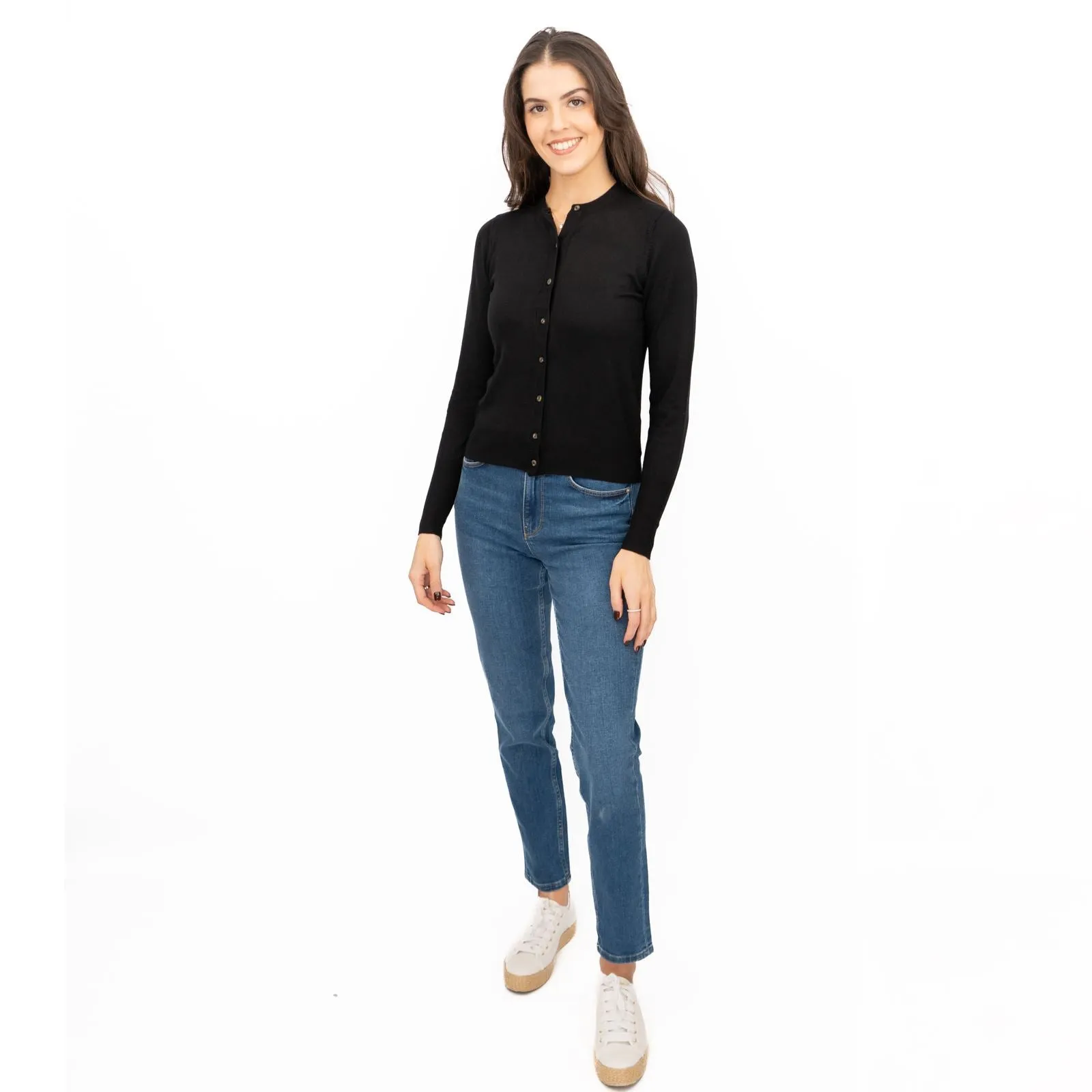 M&S Womens Classic Black Cardigan Button Up