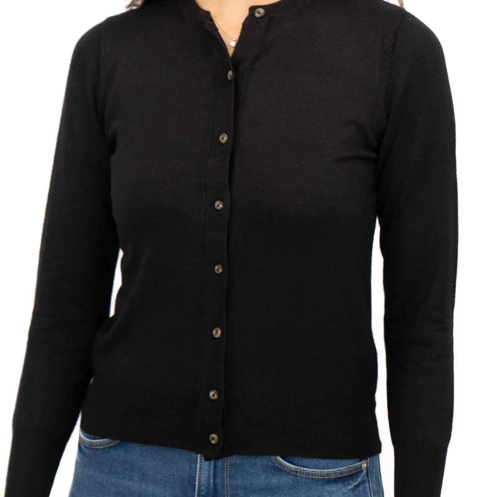 M&S Womens Classic Black Cardigan Button Up