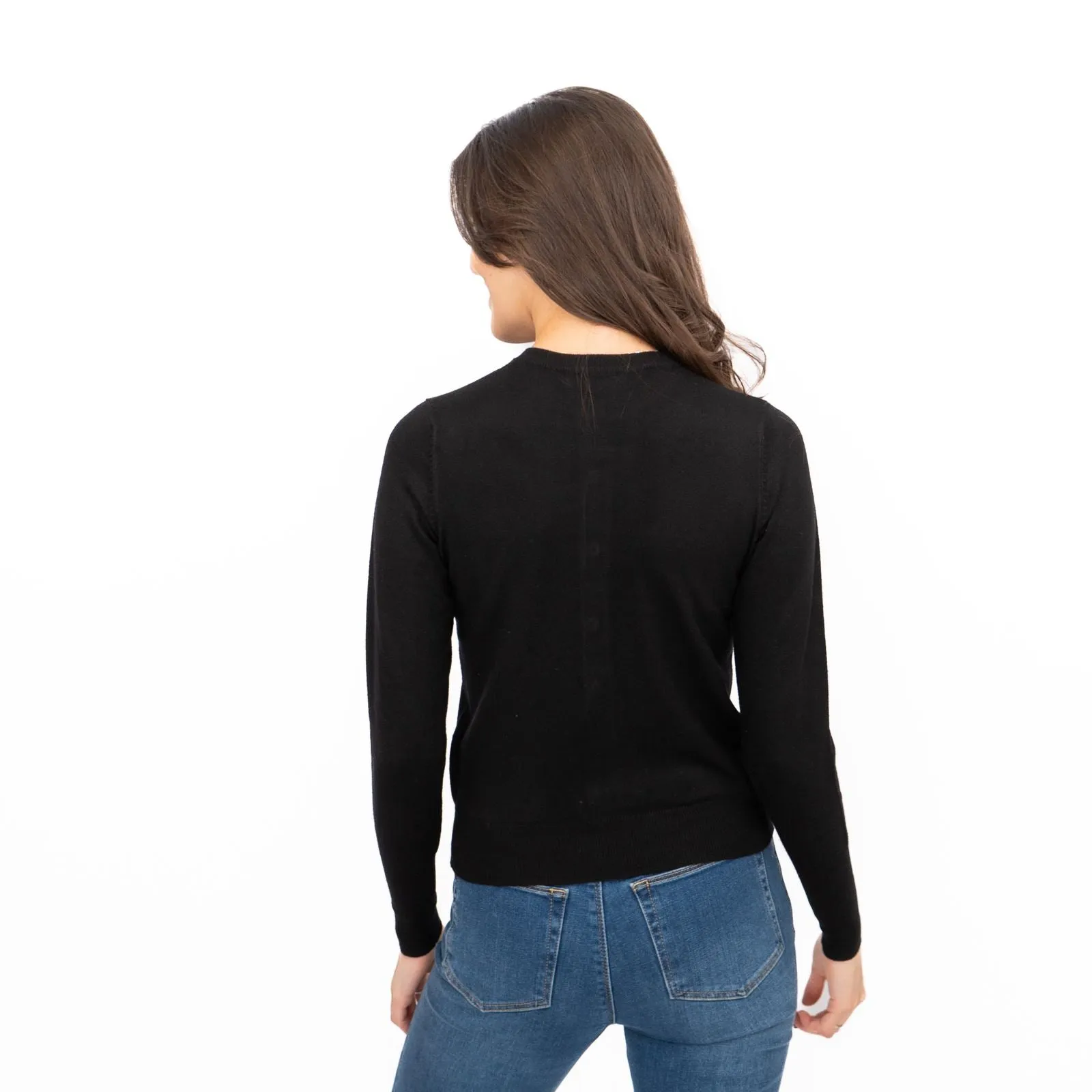 M&S Womens Classic Black Cardigan Button Up