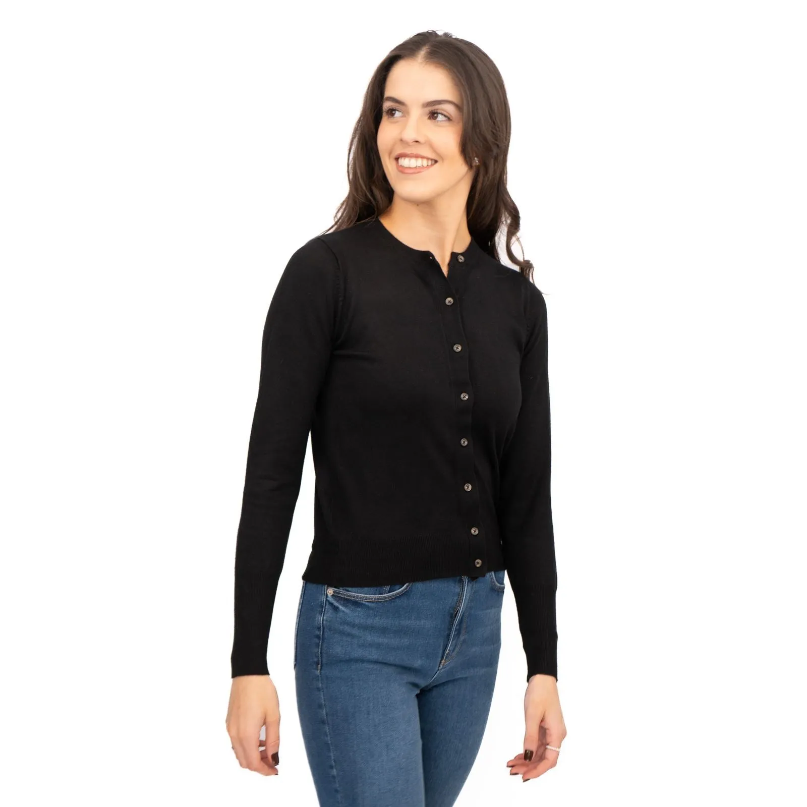 M&S Womens Classic Black Cardigan Button Up