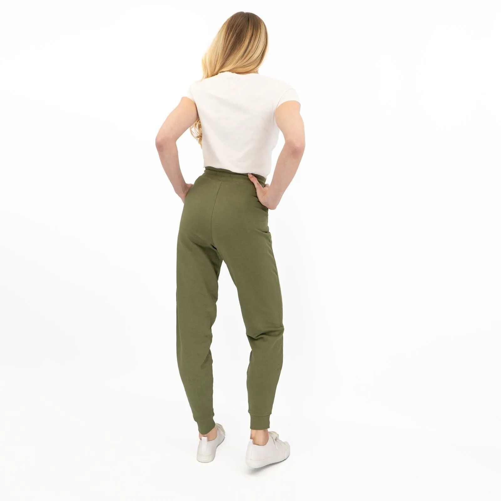 M&S Womens Classic Jogger Cotton Rich Olive Green