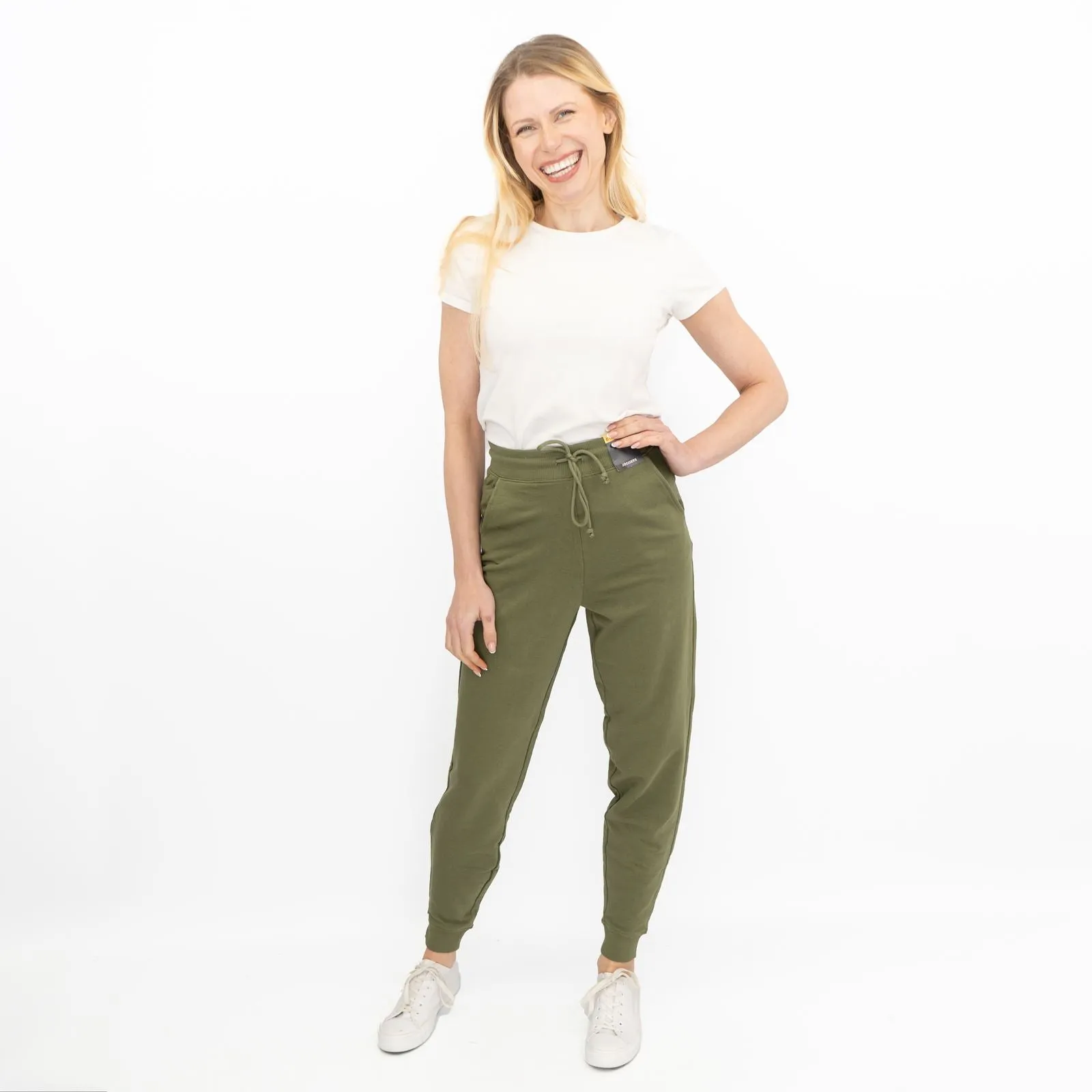 M&S Womens Classic Jogger Cotton Rich Olive Green