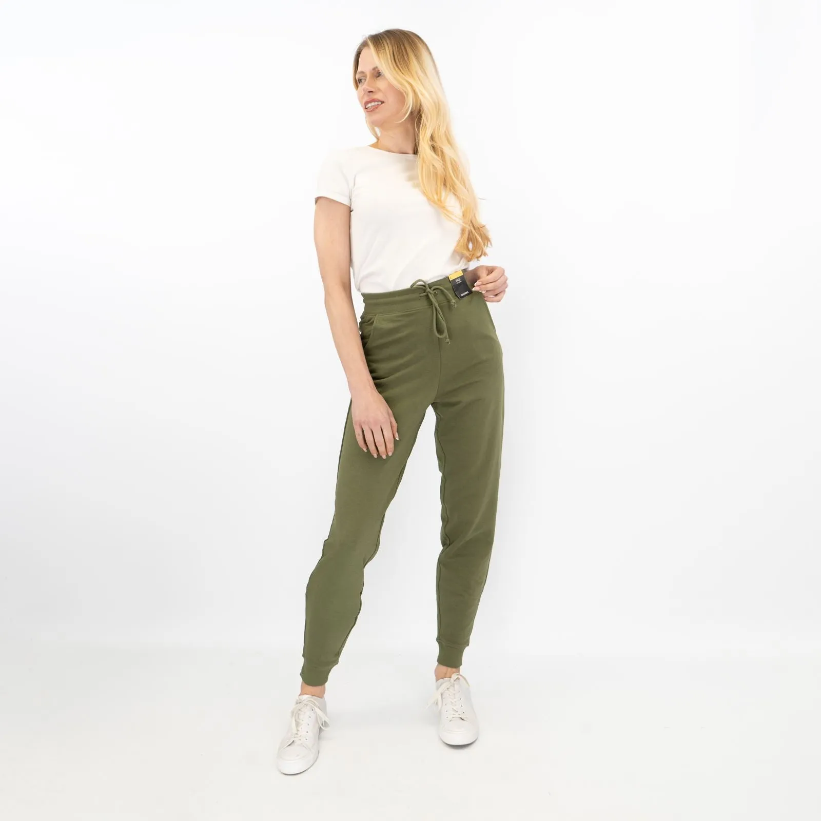 M&S Womens Classic Jogger Cotton Rich Olive Green