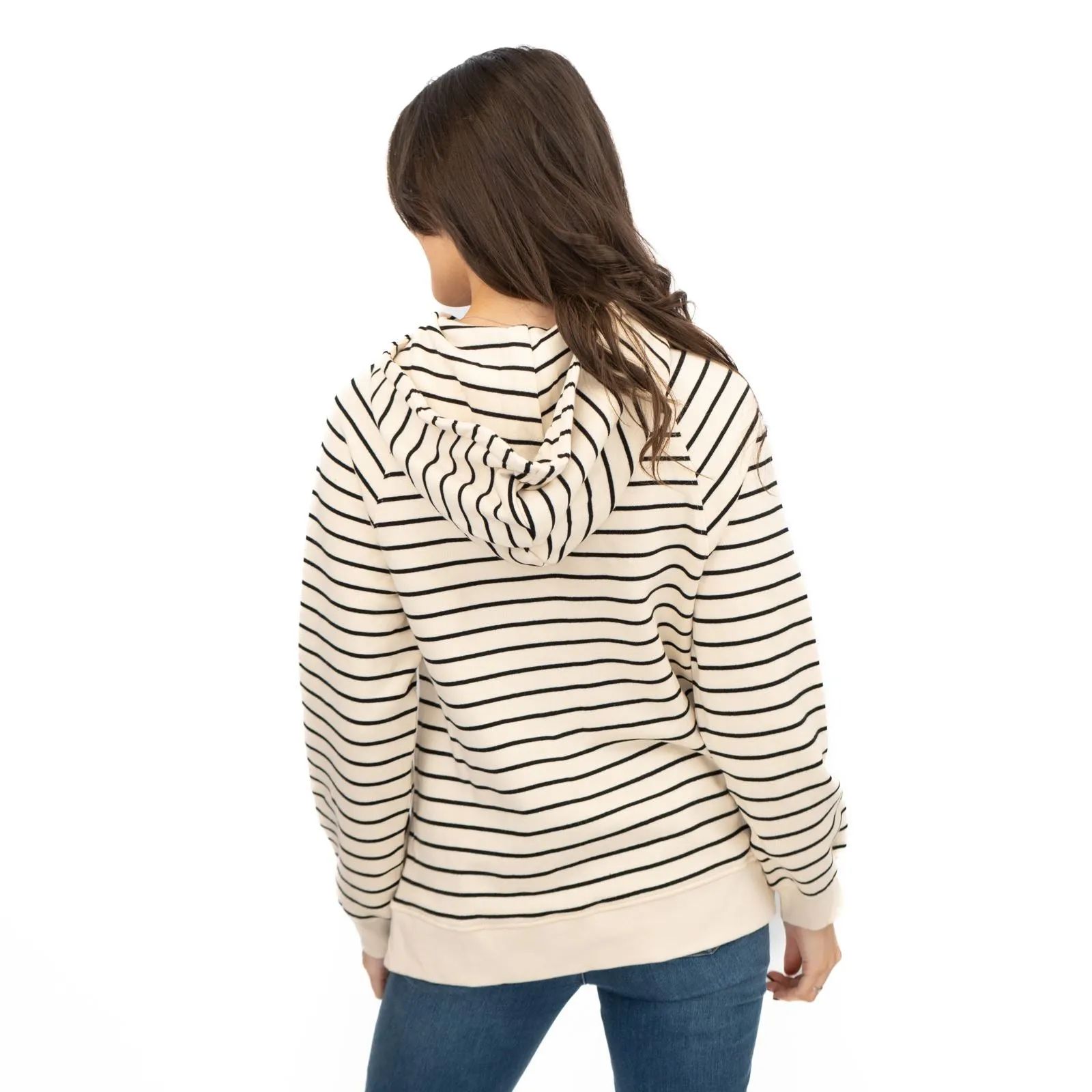 M&S Womens Striped Longline Hoodie Pure Cotton