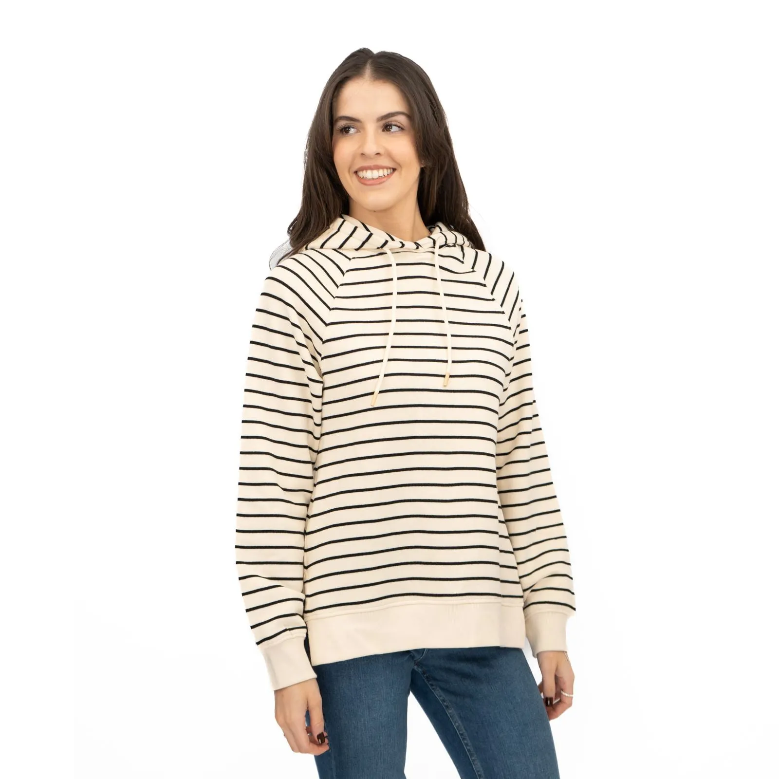M&S Womens Striped Longline Hoodie Pure Cotton