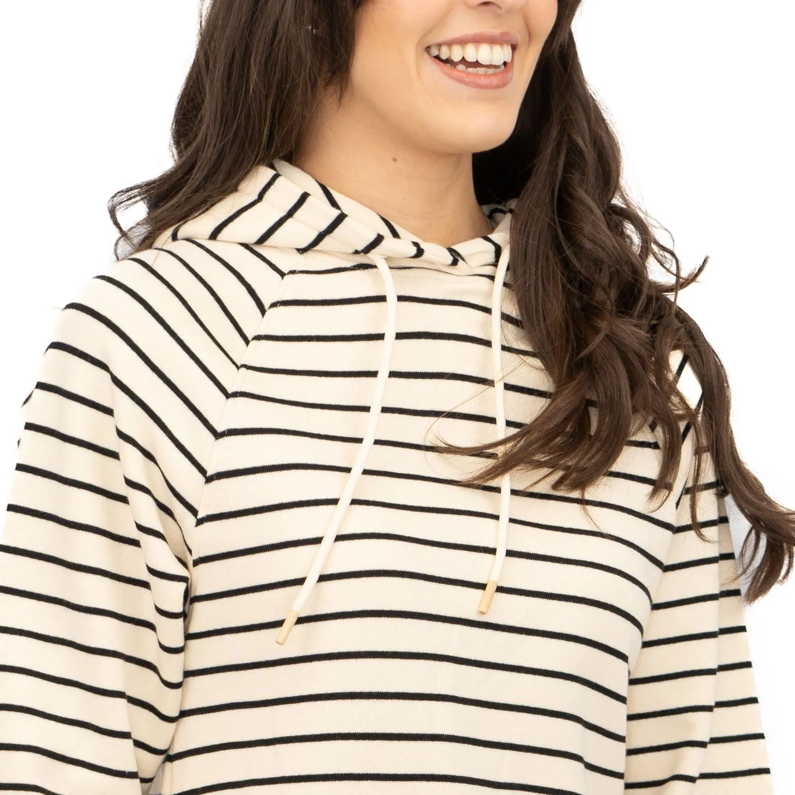 M&S Womens Striped Longline Hoodie Pure Cotton