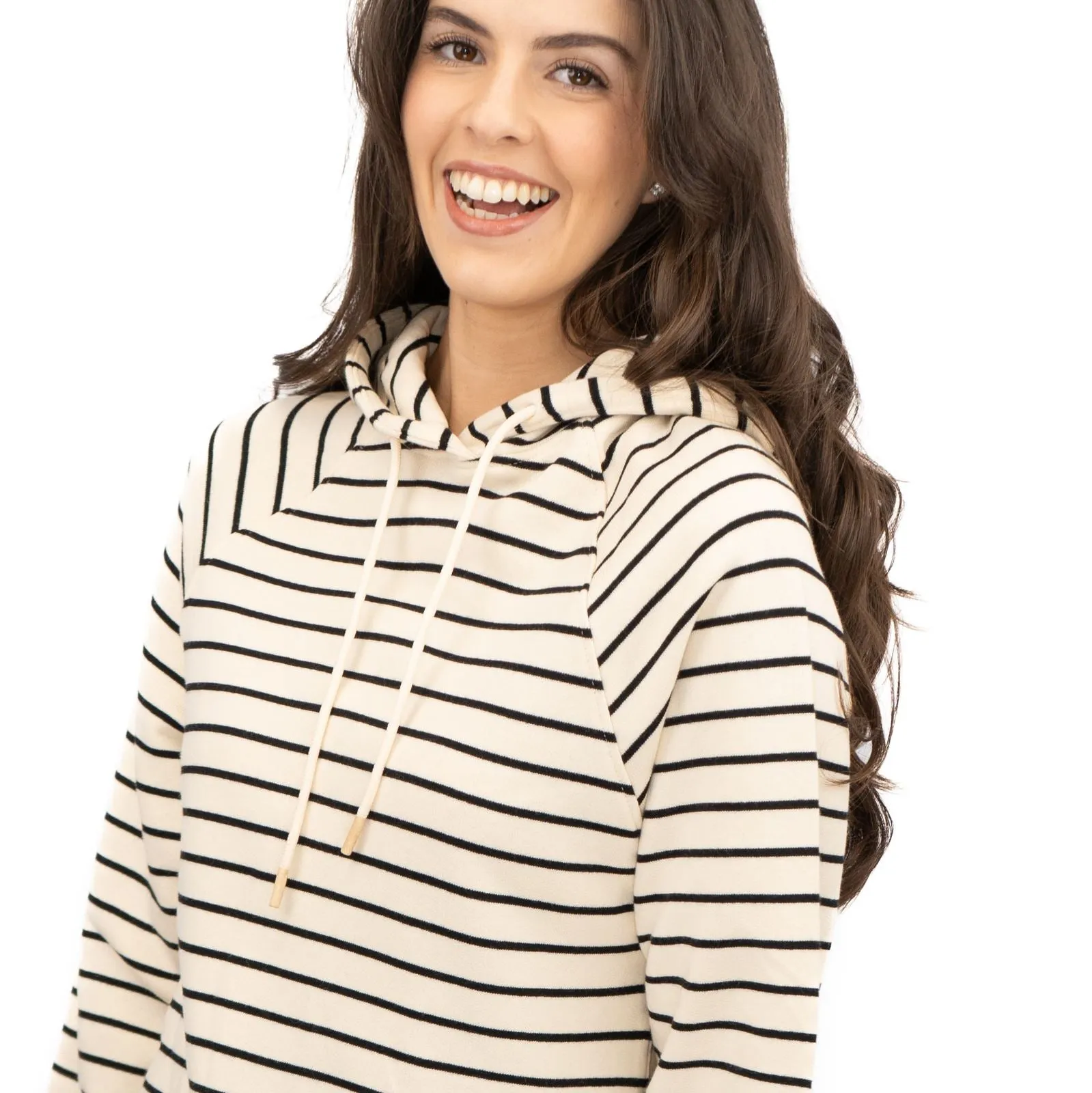 M&S Womens Striped Longline Hoodie Pure Cotton