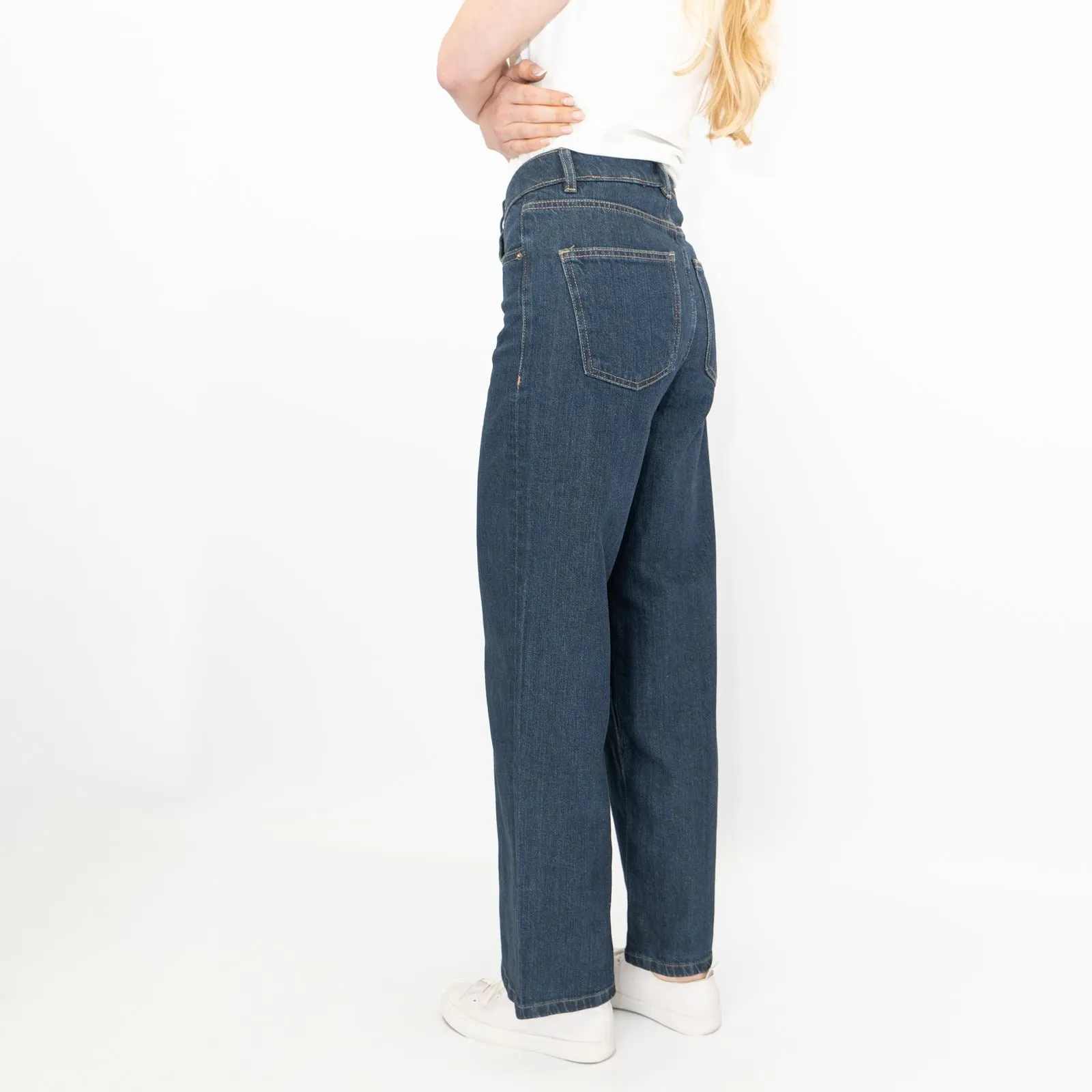 M&S Womens Wide Leg Blue Jeans Dark Indigo