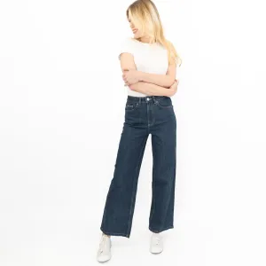 M&S Womens Wide Leg Blue Jeans Dark Indigo