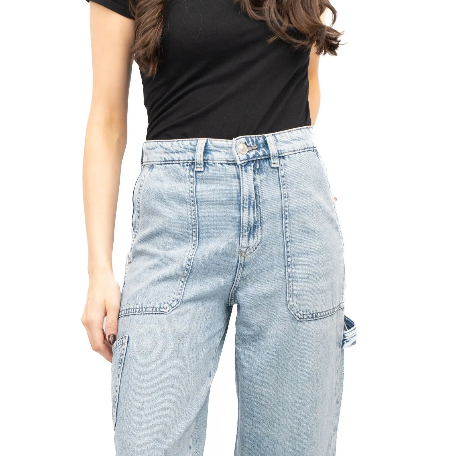 M&S Womens Wide Leg Carpenter Blue Jeans
