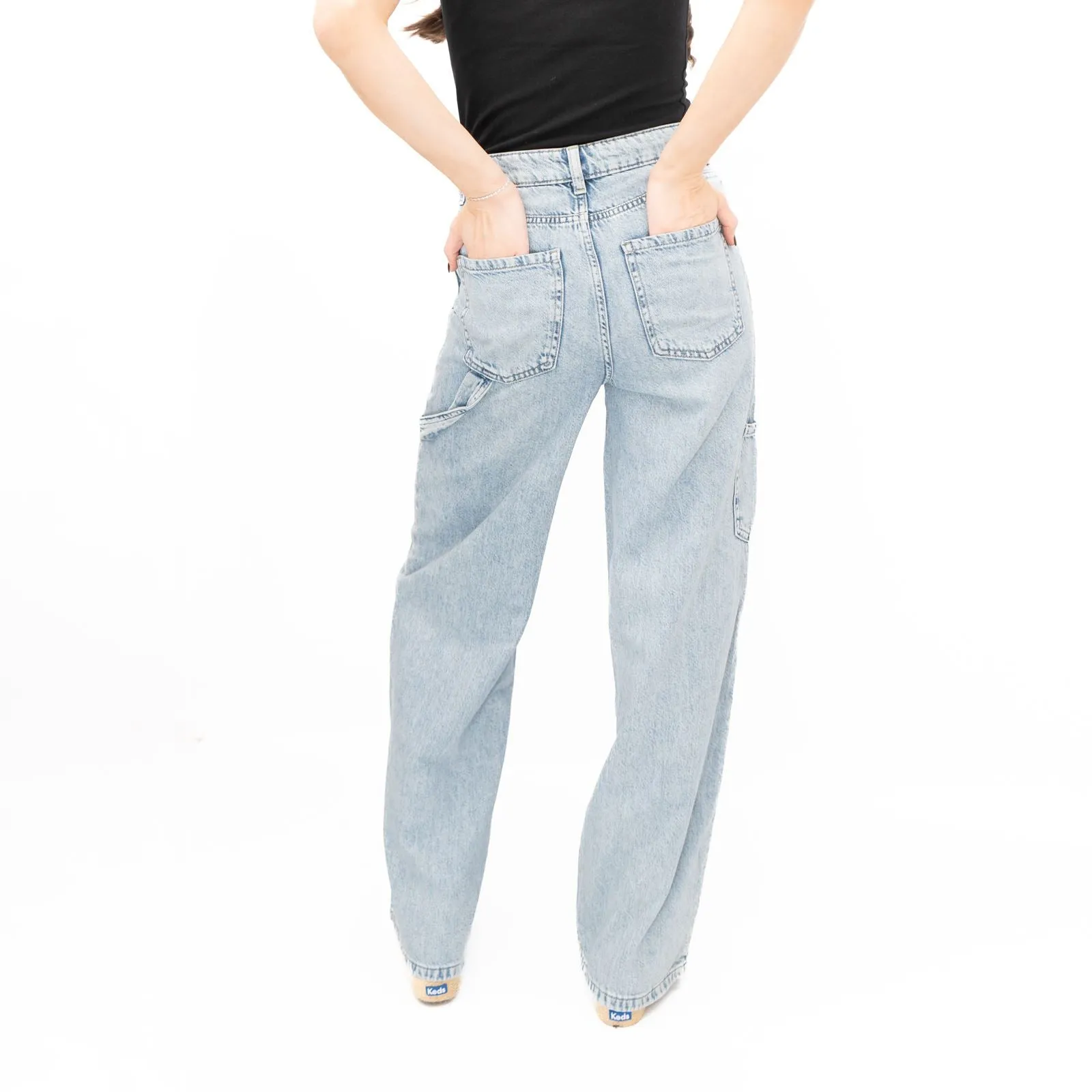 M&S Womens Wide Leg Carpenter Blue Jeans