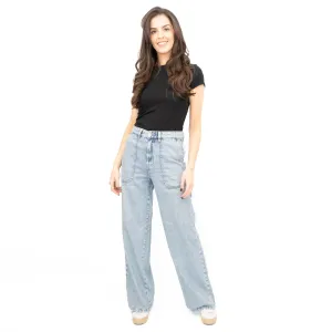M&S Womens Wide Leg Carpenter Blue Jeans