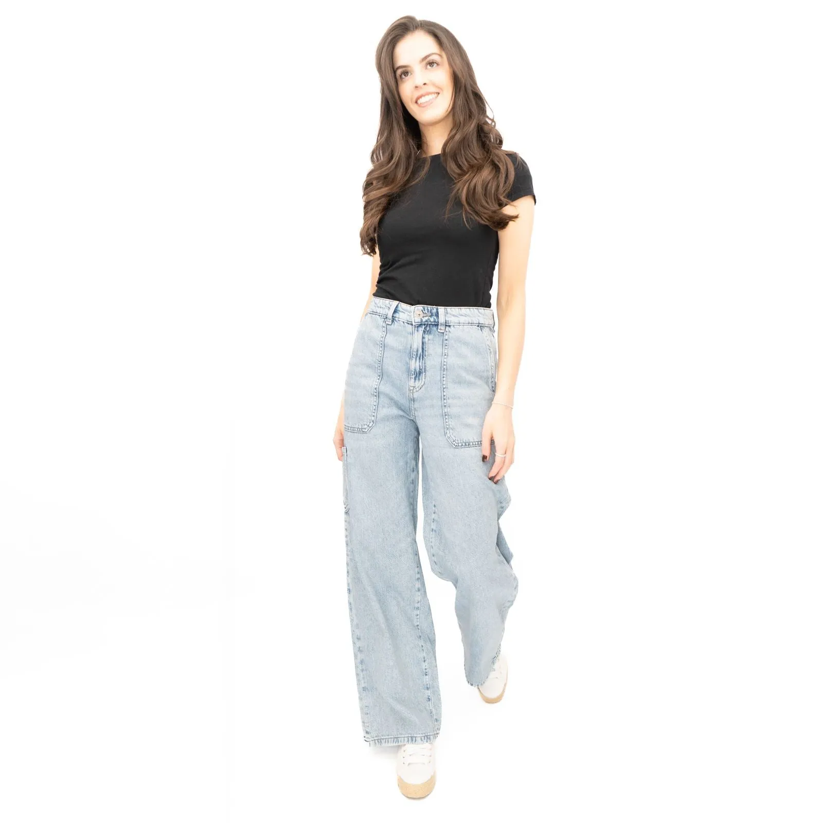 M&S Womens Wide Leg Carpenter Blue Jeans