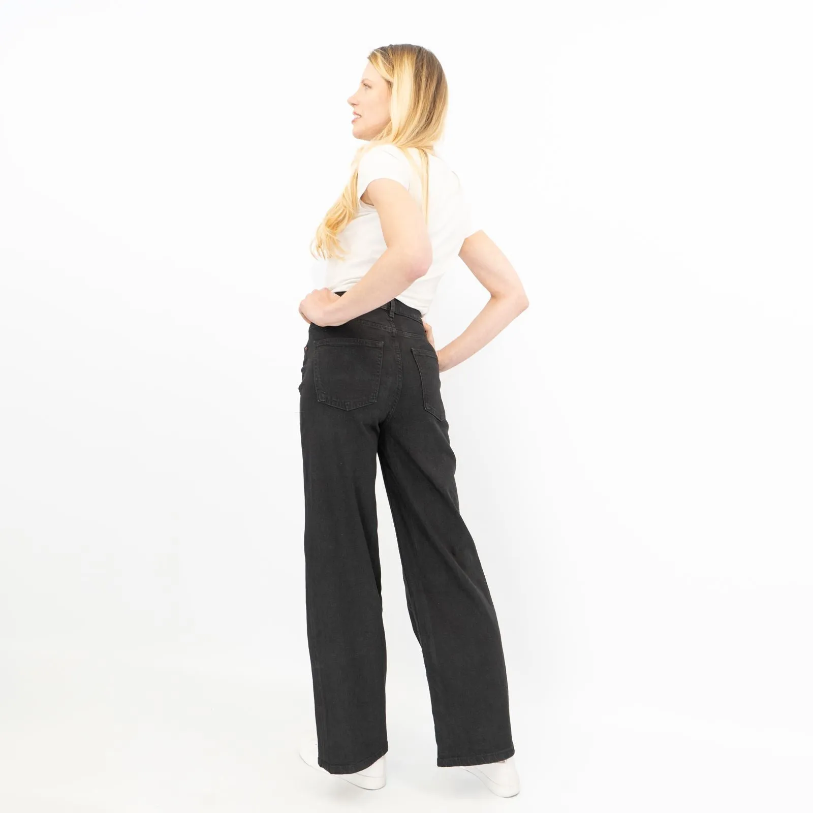 M&S Womens Wide Leg Jeans Black