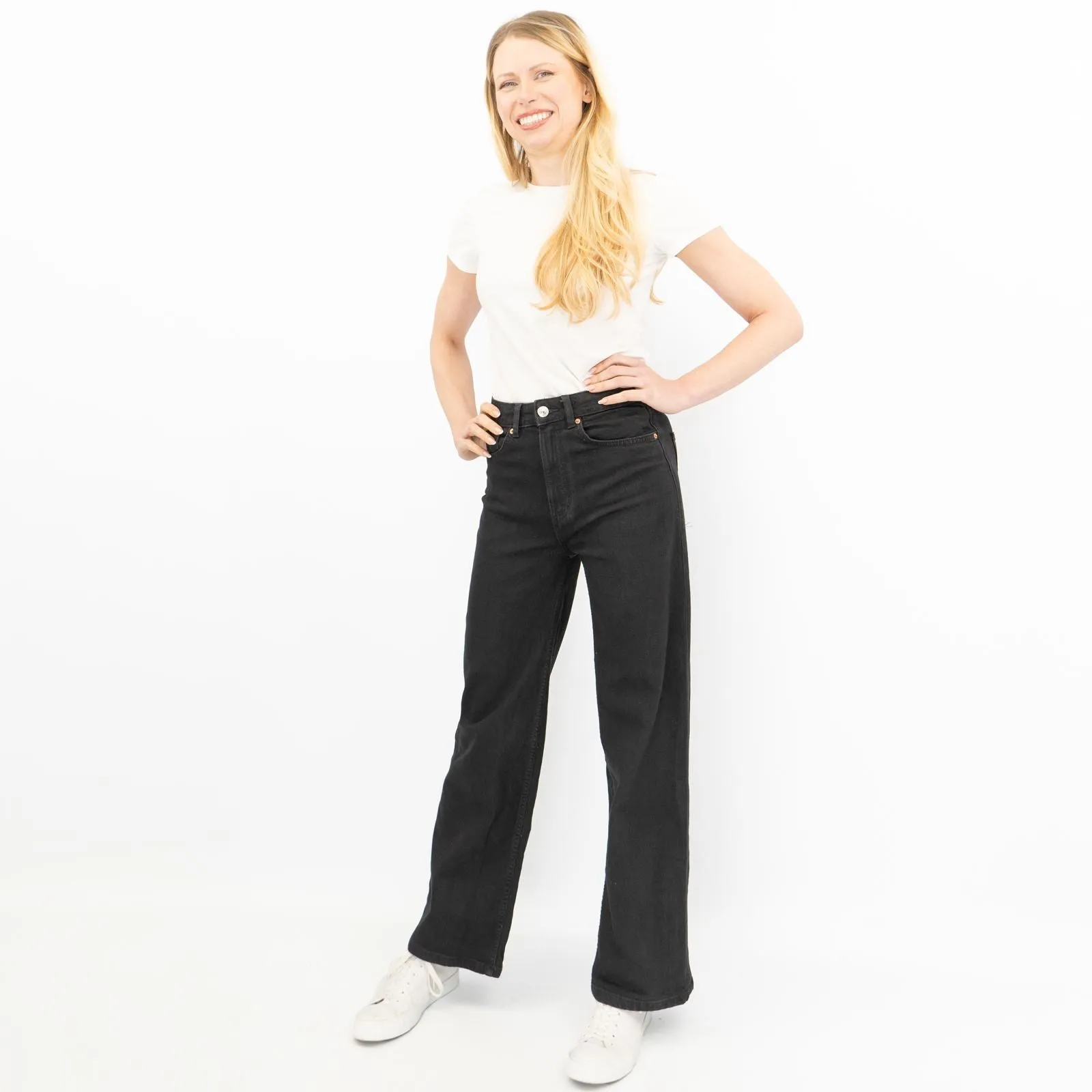M&S Womens Wide Leg Jeans Black