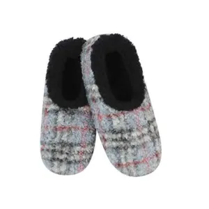 Men's Classic Snoozies Sherpa Lined Boucle Plaid Slippers - Gray/Black