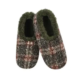 Men's Classic Snoozies Sherpa Lined Boucle Plaid Slippers - Olive Green