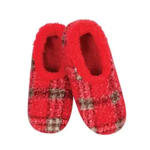 Men's Classic Snoozies Sherpa Lined Boucle Plaid Slippers - Red