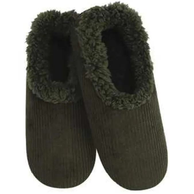Men's Classic Snoozies Sherpa Lined Corduroy Slippers - Olive Green