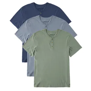 Mens Solid 3-Pack Crusher-LITE Henley- Multi LIFE IS GOOD
