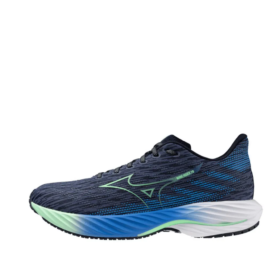 Mizuno Men's Wave Rider 28 Running Shoes in Vintage Indigo/Neo Mint/Frontier Blue SS25