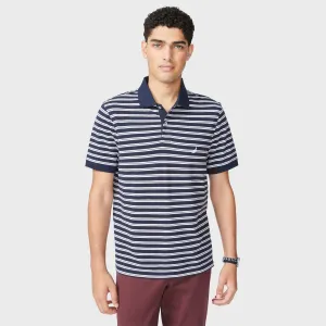 Nautica Mens Classic Fit Striped Premium Cotton Polo
