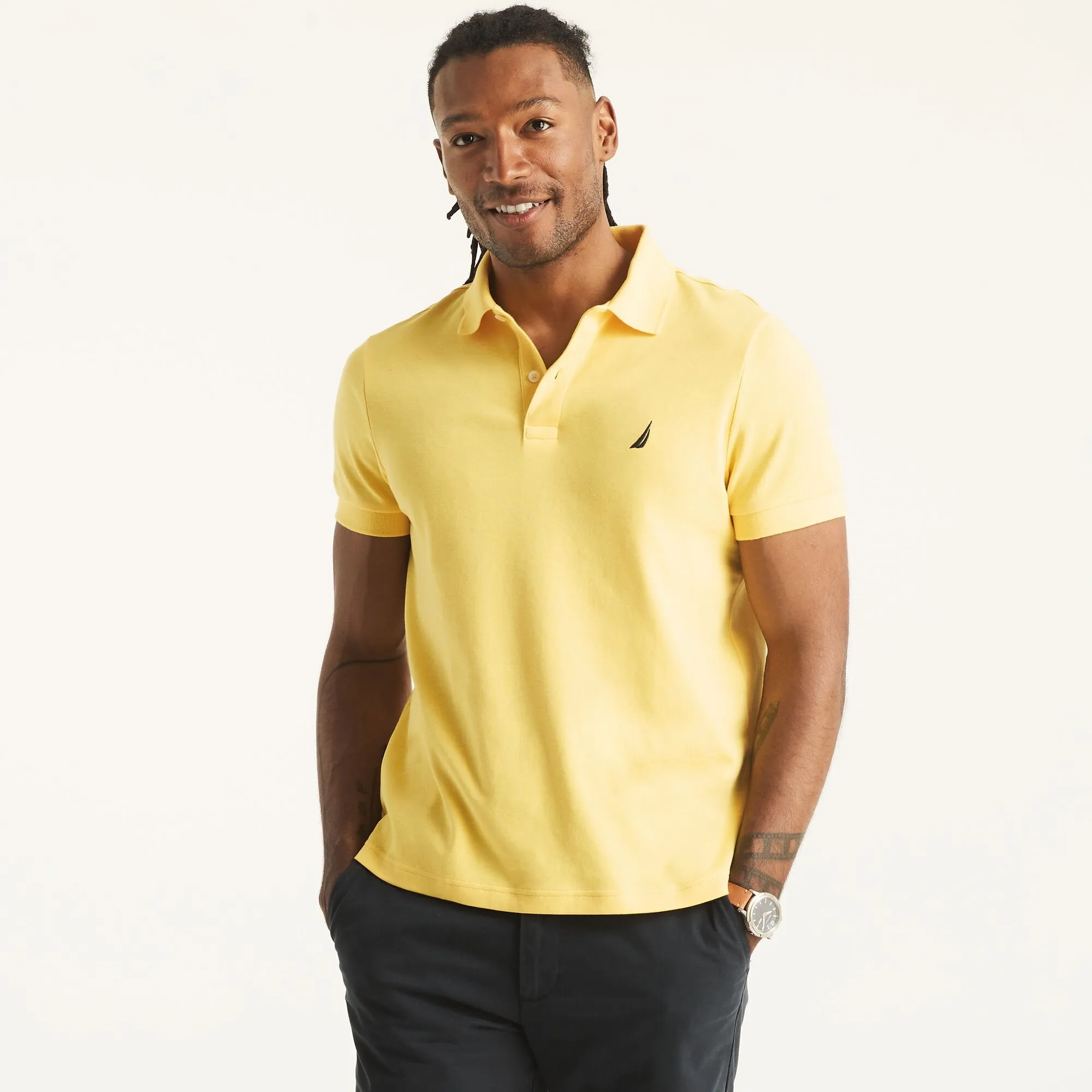 Nautica Mens Slim Fit Interlock Polo