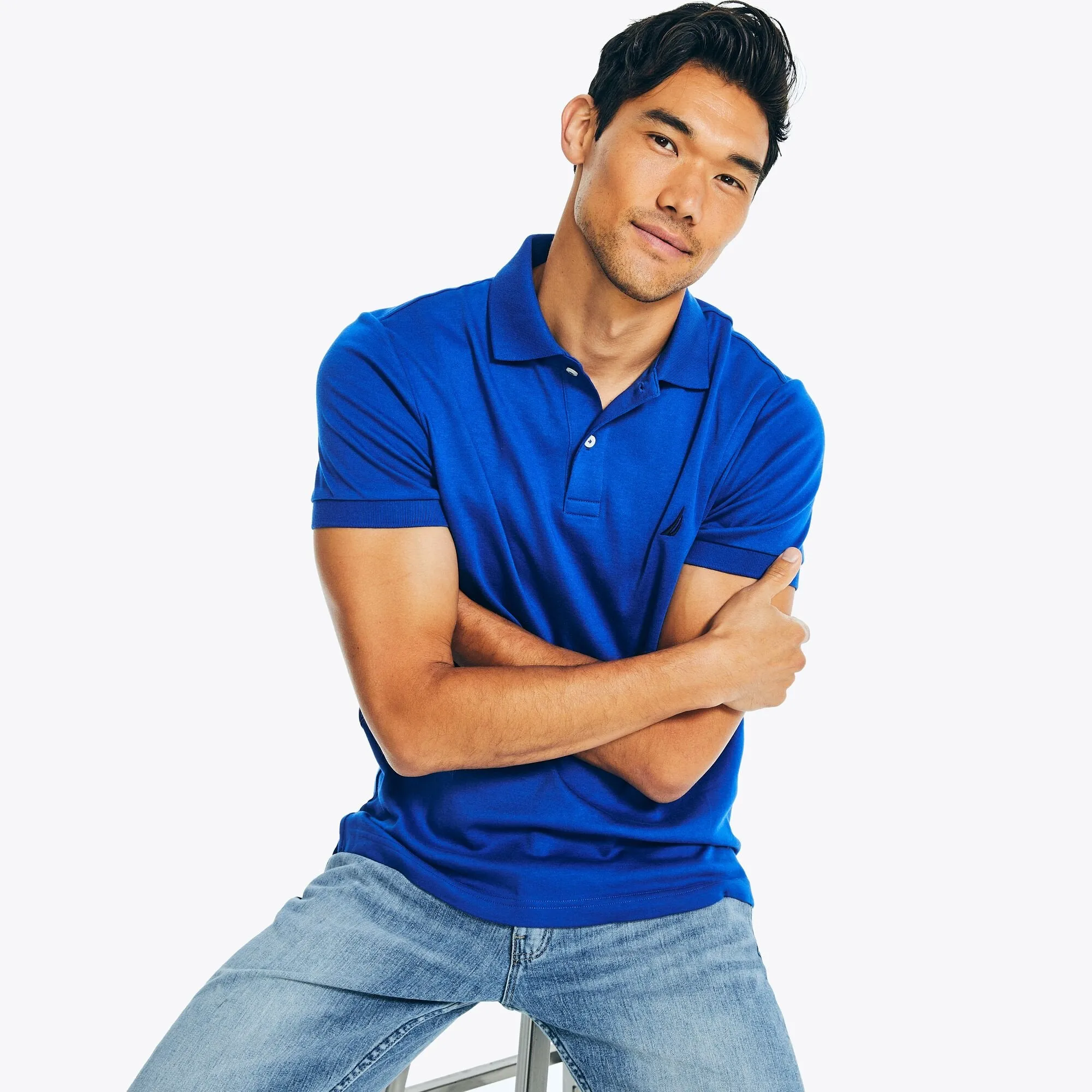 Nautica Mens Slim Fit Interlock Polo