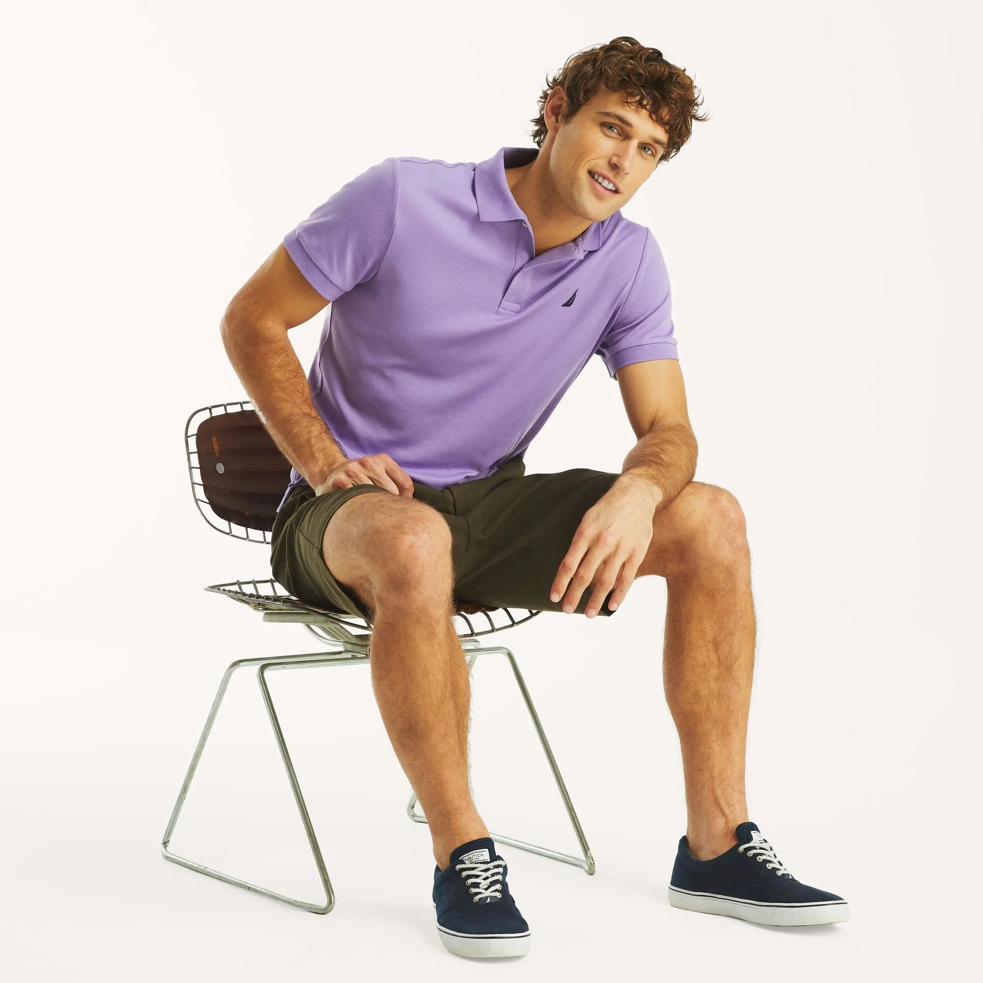 Nautica Mens Slim Fit Interlock Polo