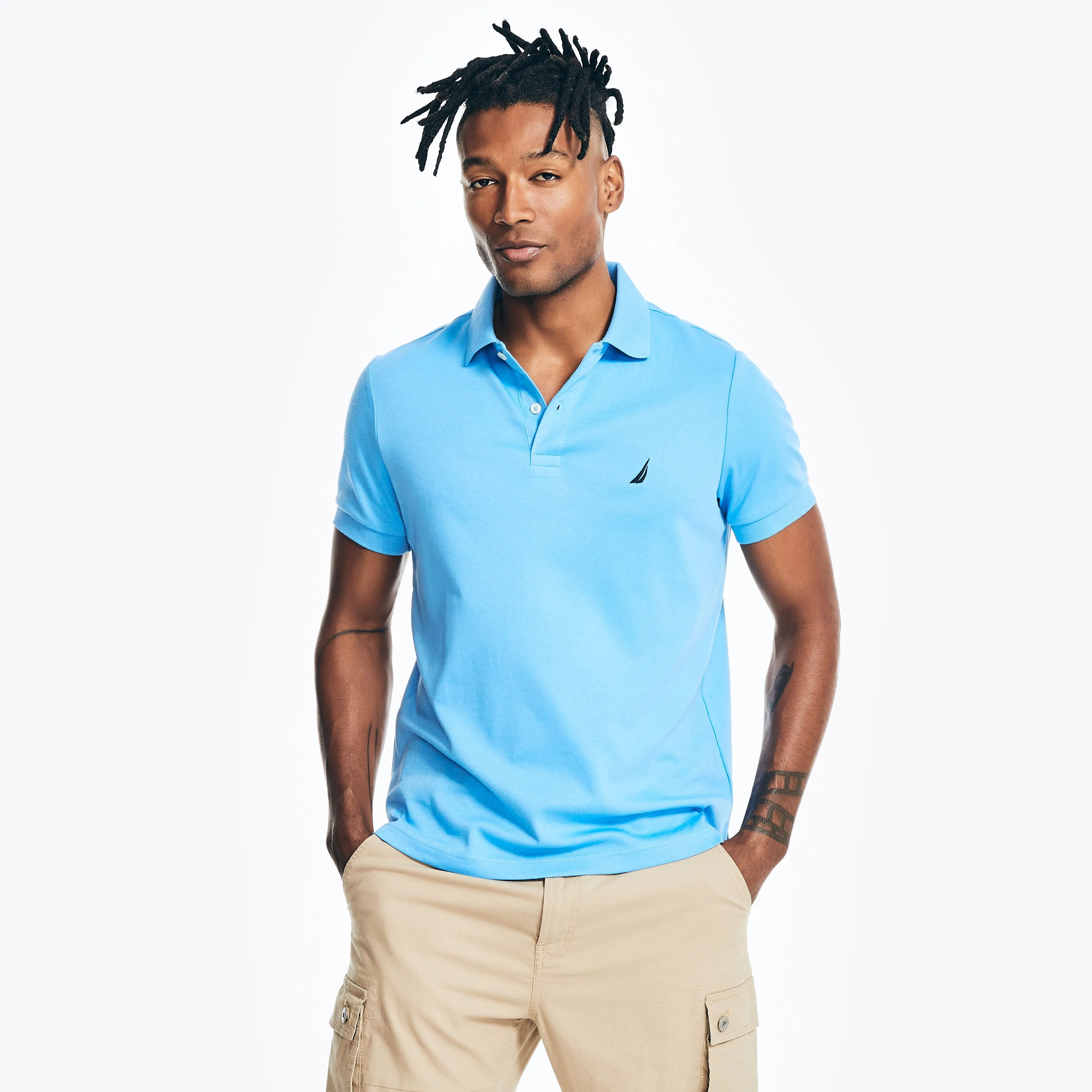 Nautica Mens Slim Fit Interlock Polo